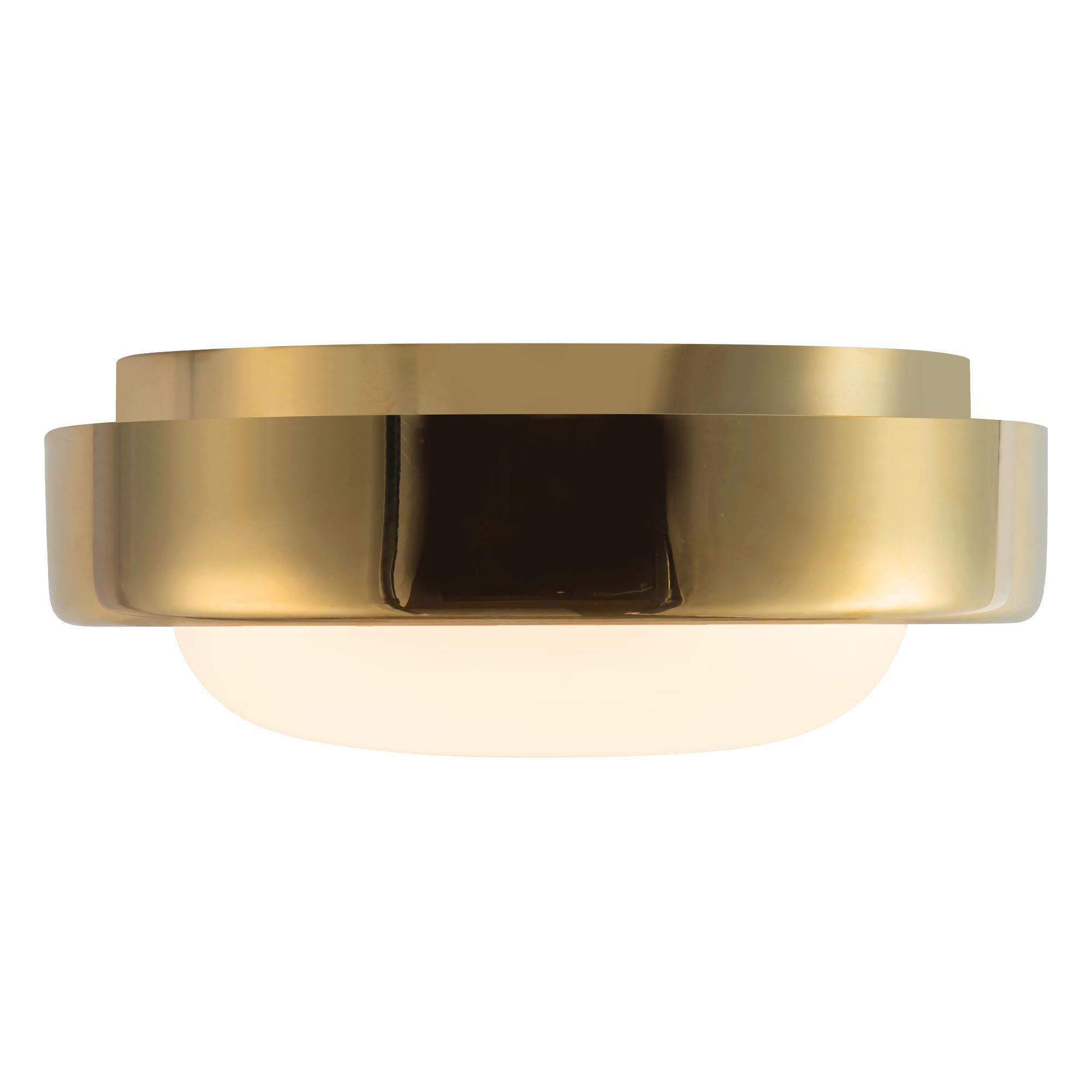 Shown in Metallic Brass finish and Matte Opal glass