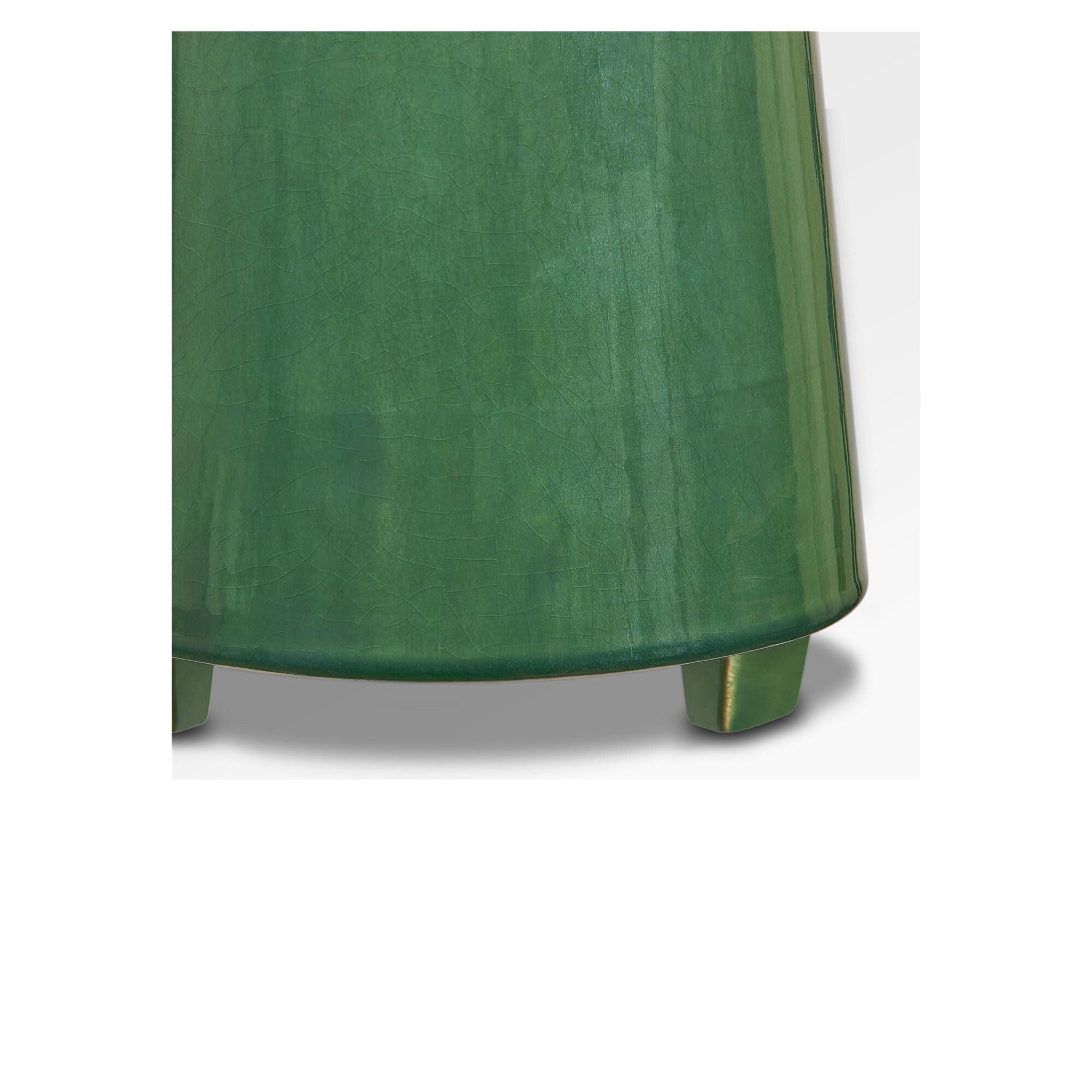 Shown in Green finish and White Linen Fabric shade