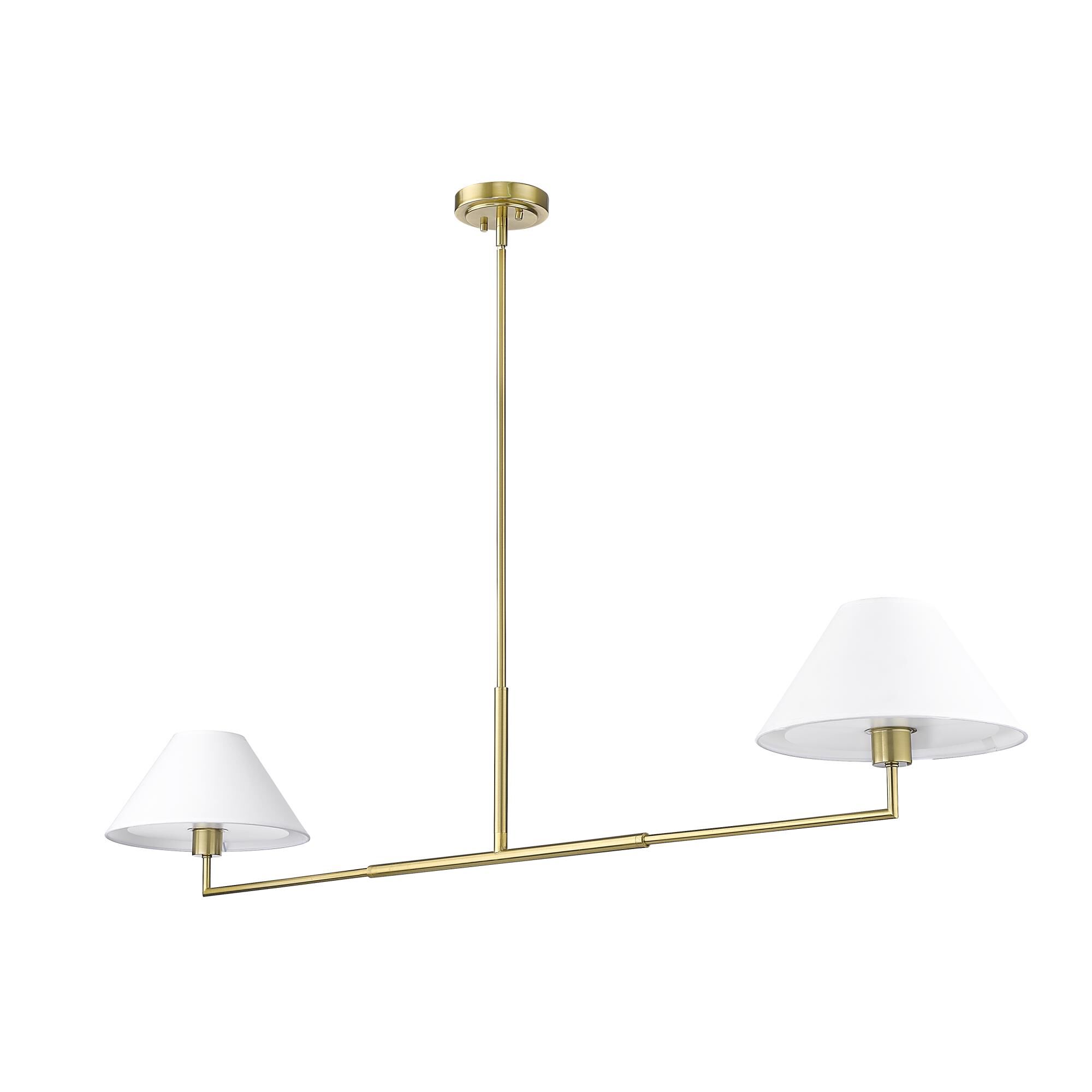 Shown in Luxe Gold finish and White Linen shade