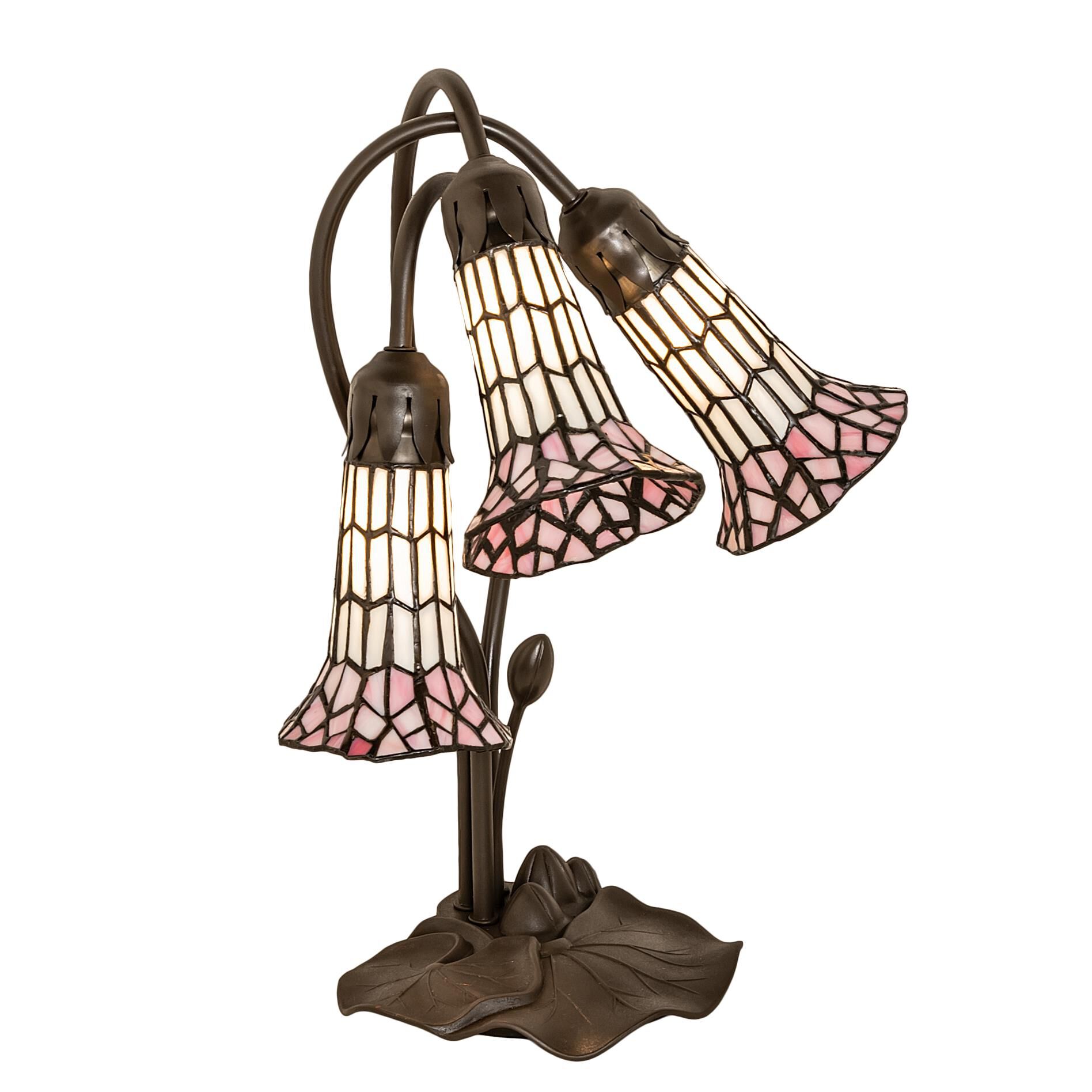 Shown in Mahogany Bronze finish and Pink;White glass