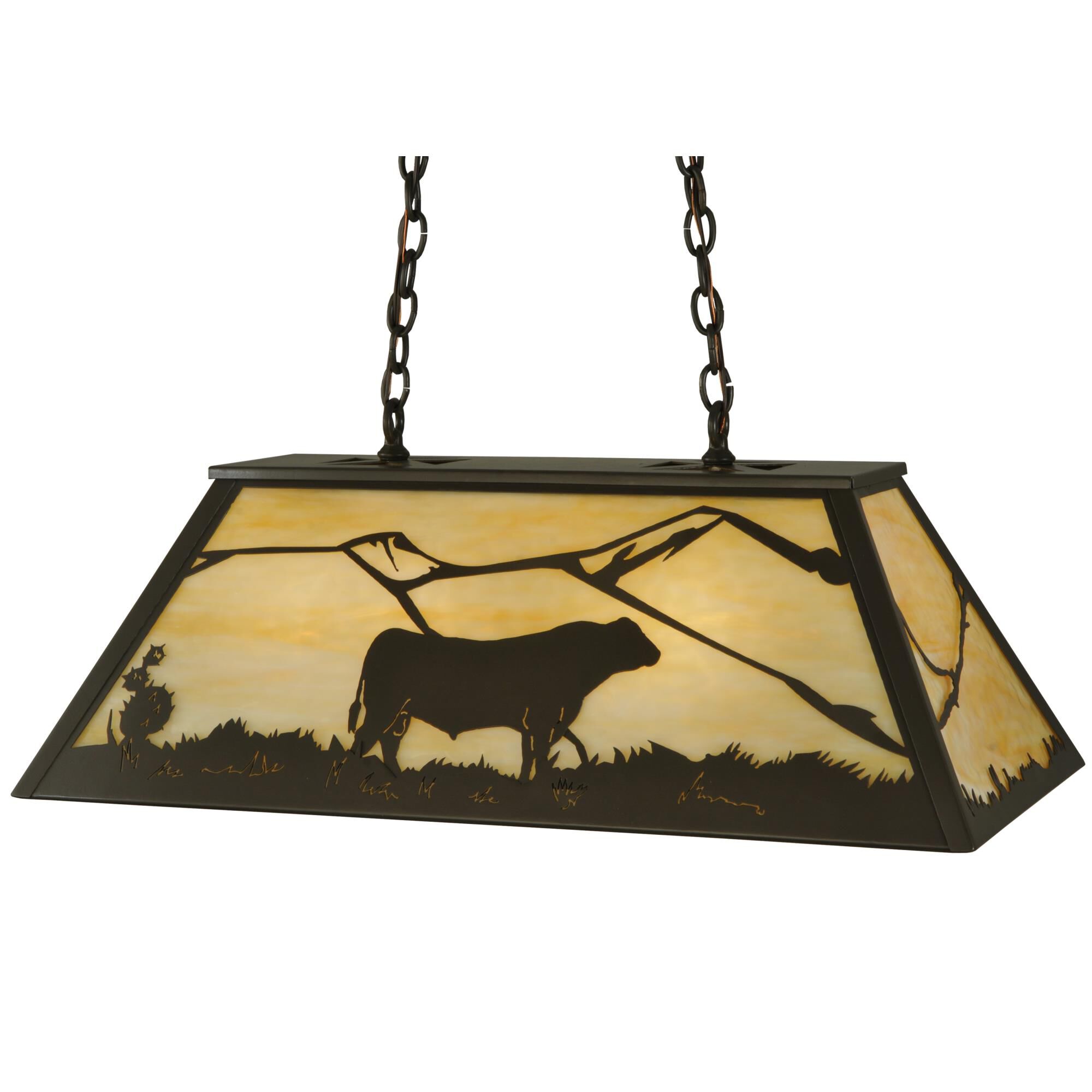 Shown in Timeless Bronze finish and Beige glass