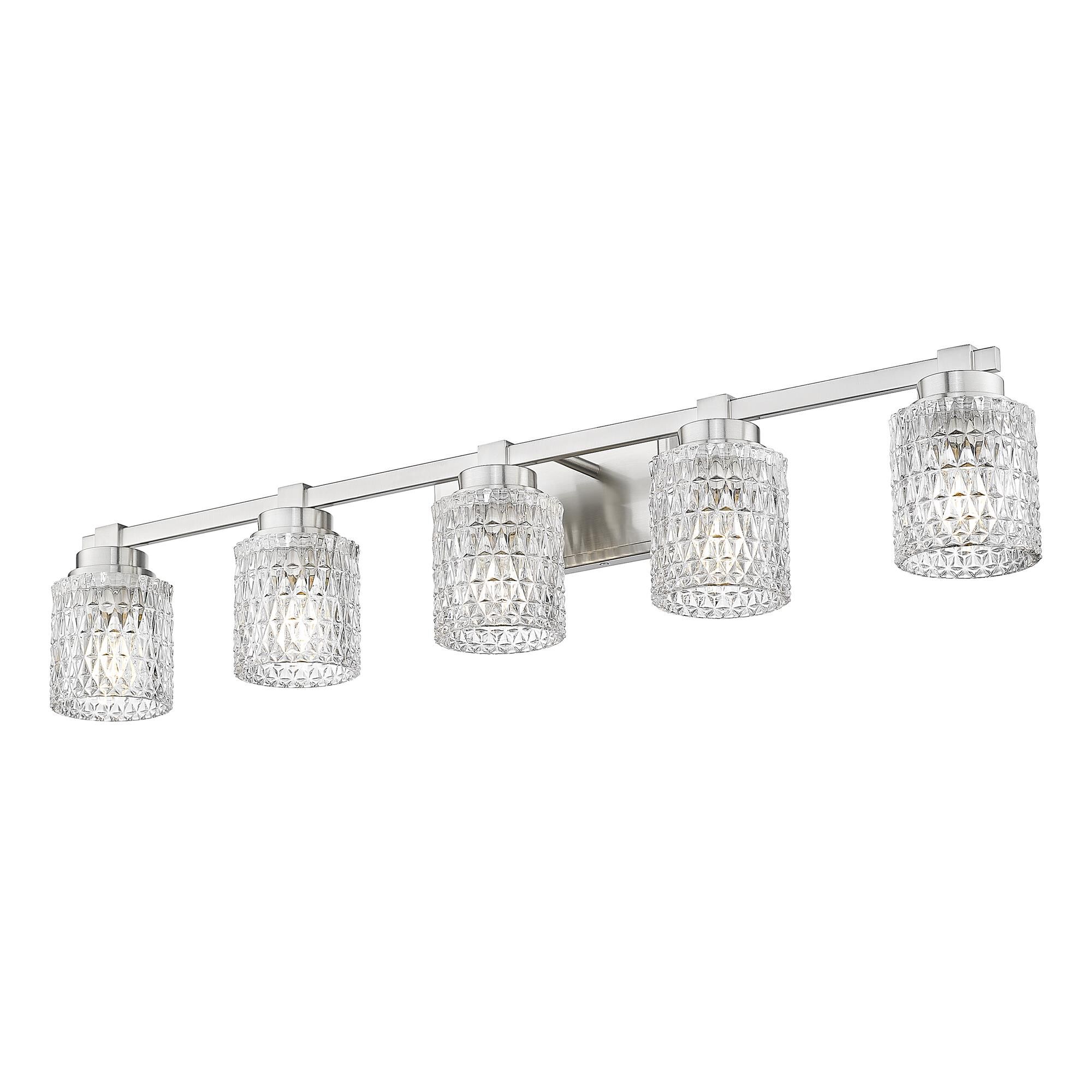 Shown in Brushed Nickel finish and Clear Diamond glass