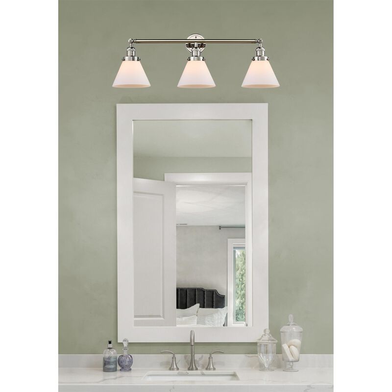 Bruno Marashlian Large Cone 32 Inch 3 Light Bath Vanity Light by Innovations Lighting