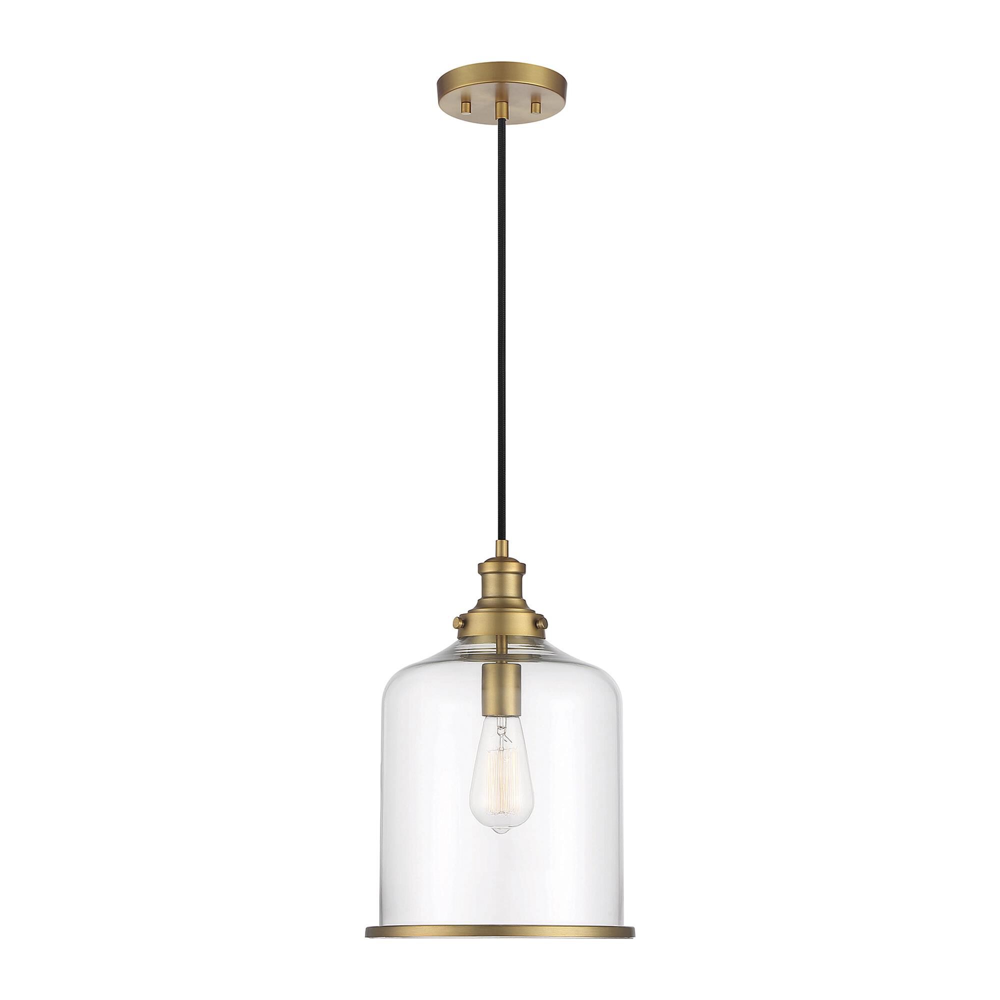 Shown in Natural Brass finish and Clear glass