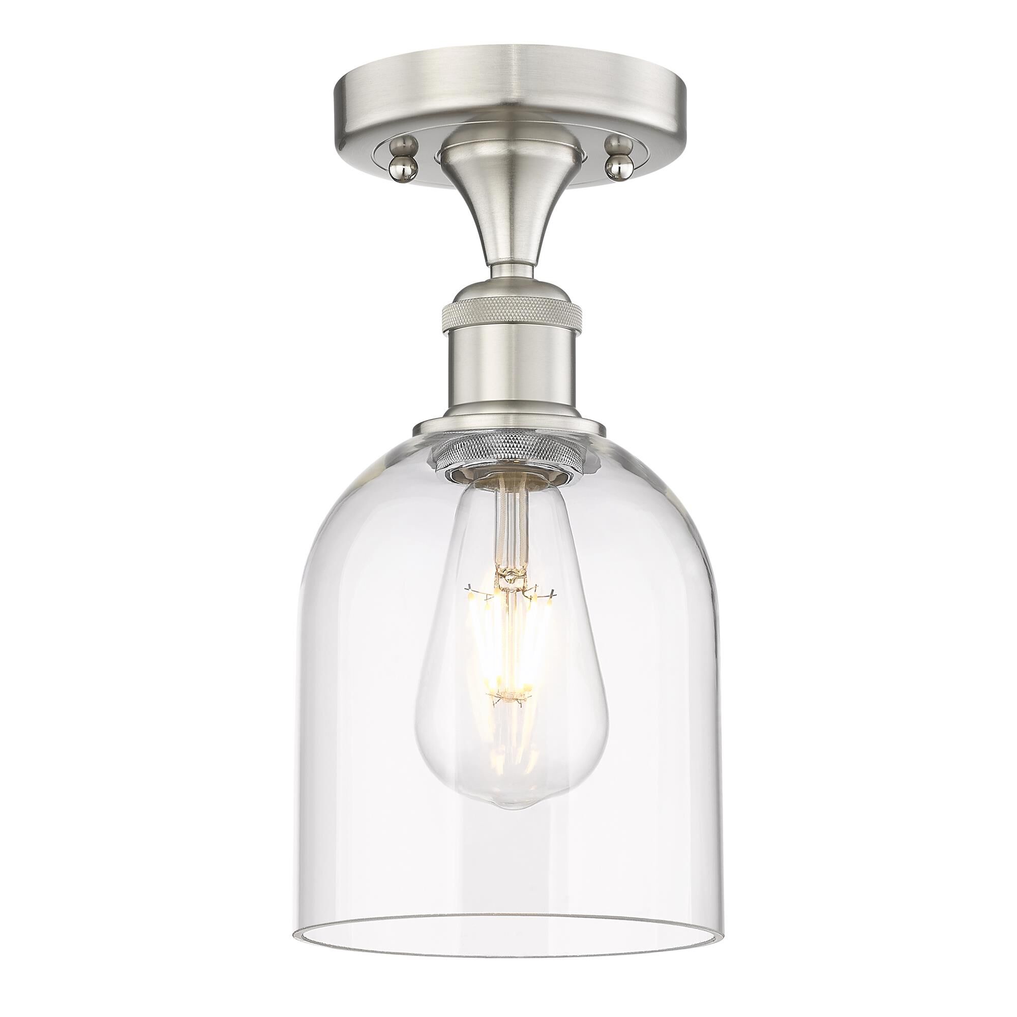 Shown in Brushed Satin Nickel finish and Clear glass