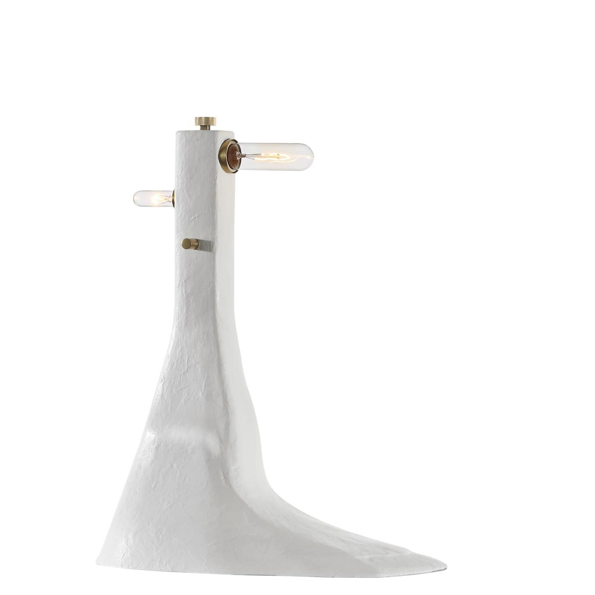 Shown in Plaster White finish and Boucle Rectangle shade