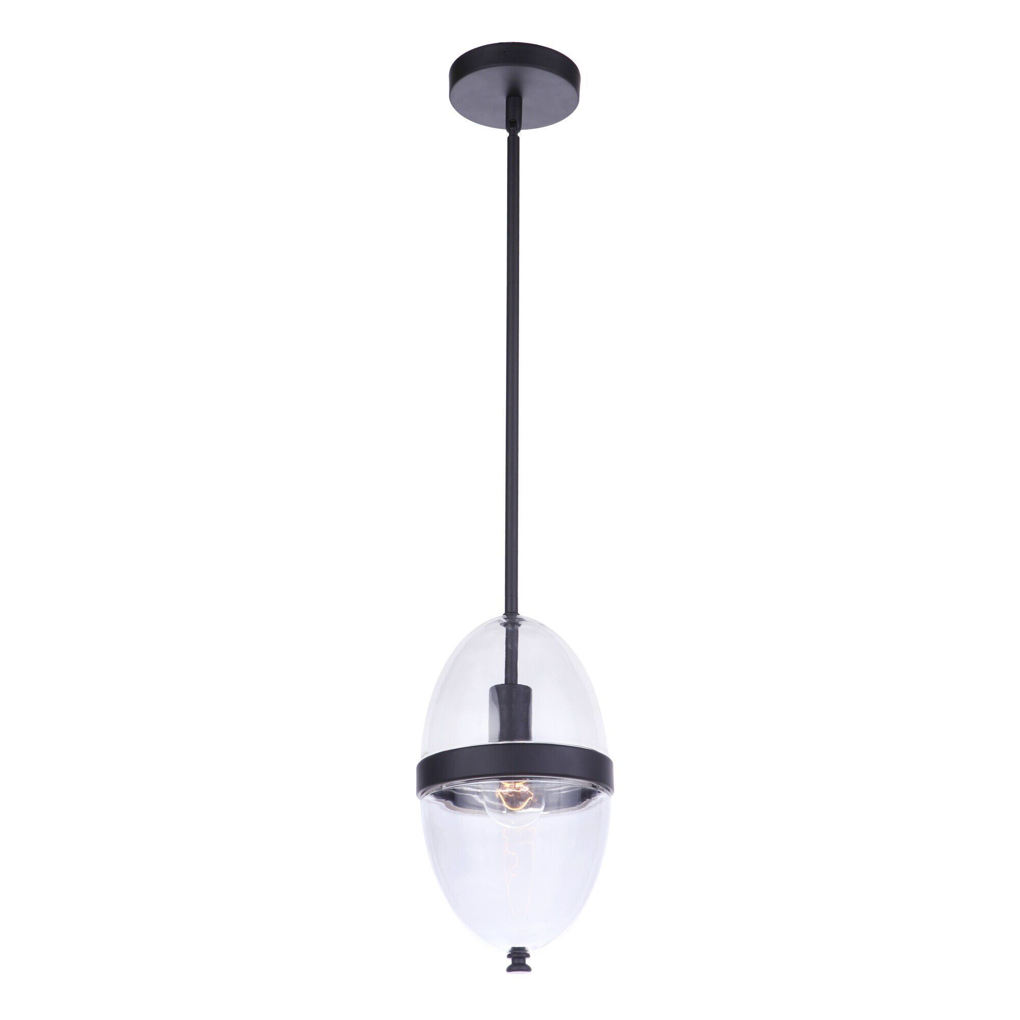 Shown in Midnight finish and Clear glass and Glass shade