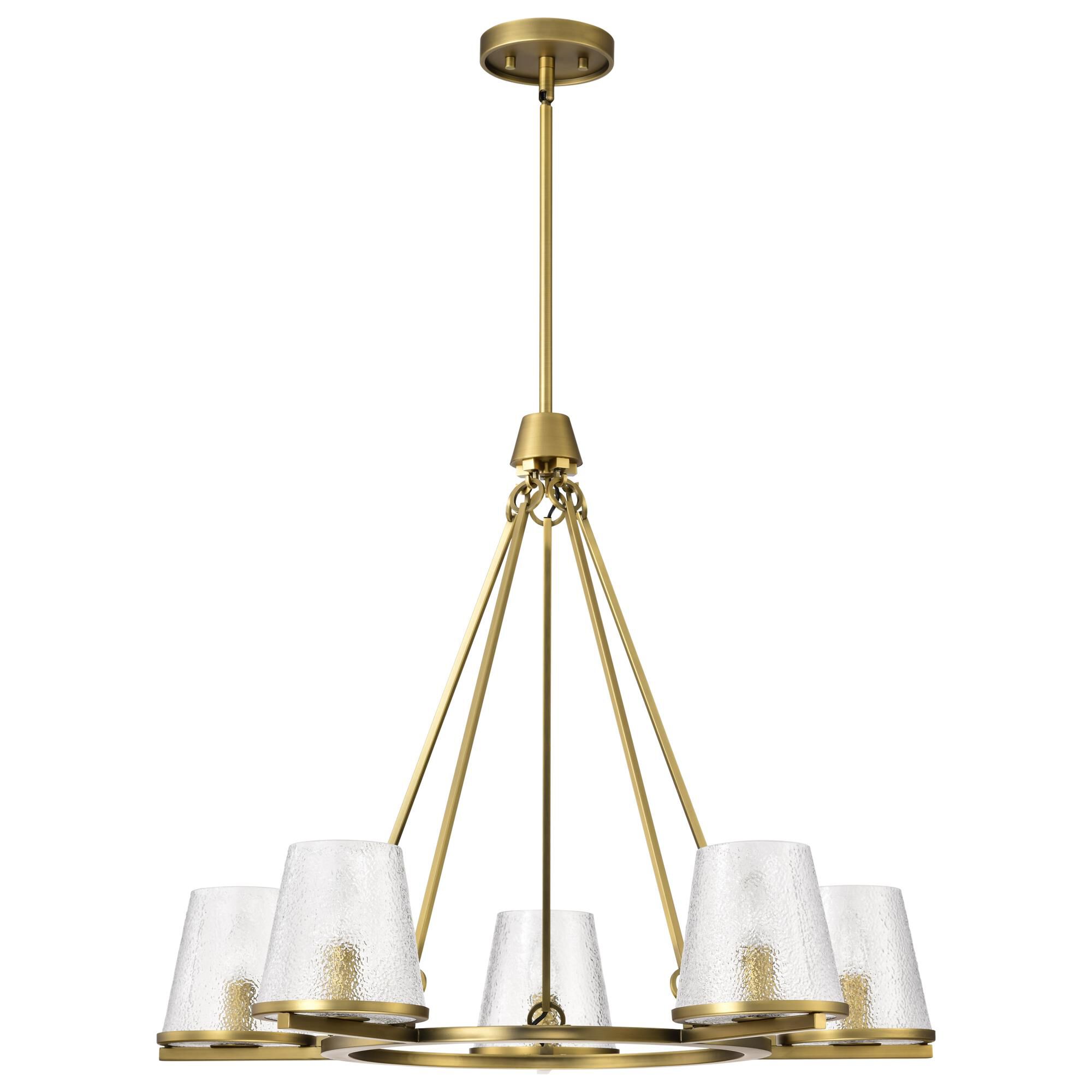 Shown in Vintage Brass finish and Hammered glass