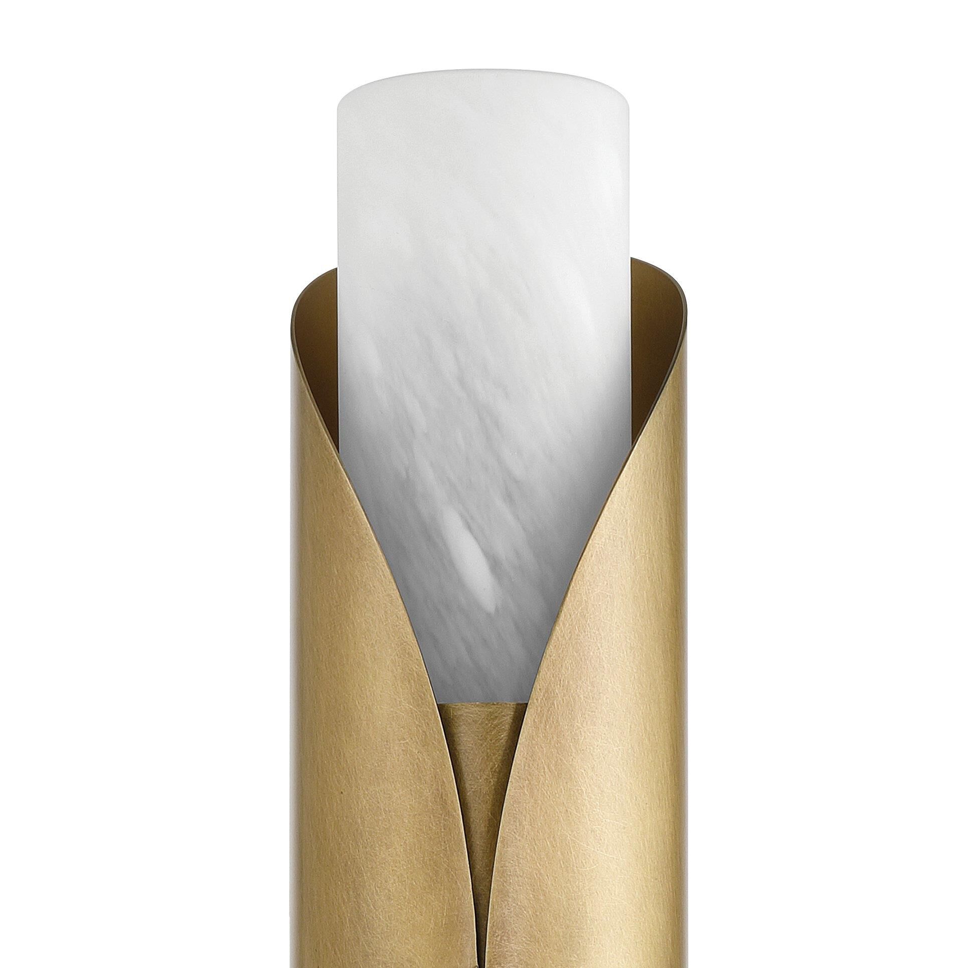 Shown in Natural Brass finish and Alabaster glass