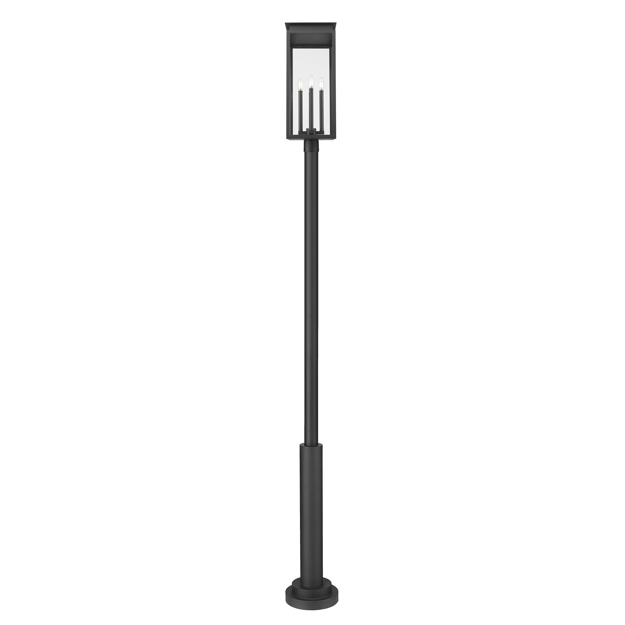 Shown in Black finish and Clear glass and Clear shade