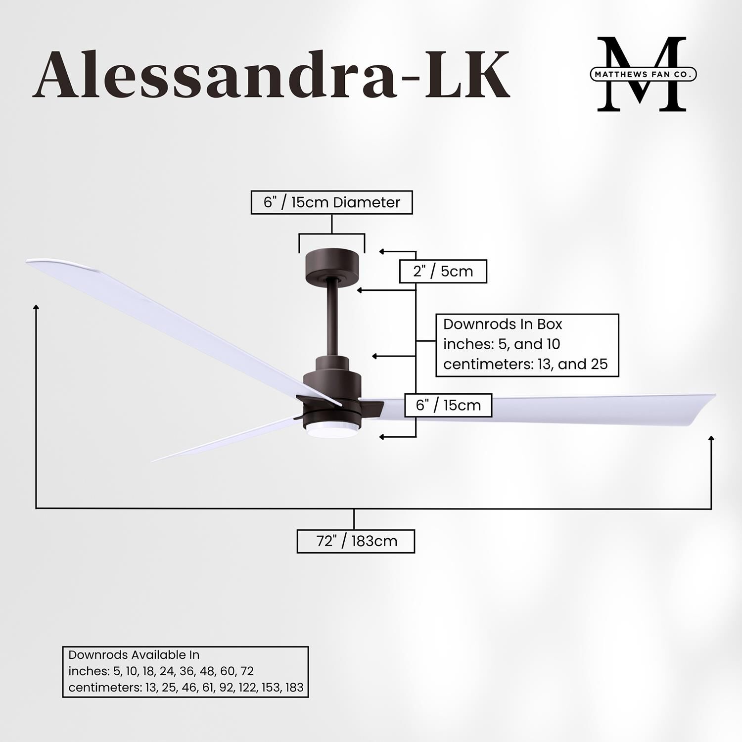 Alessandra 72 Inch Ceiling Fan by Matthews Fan Company