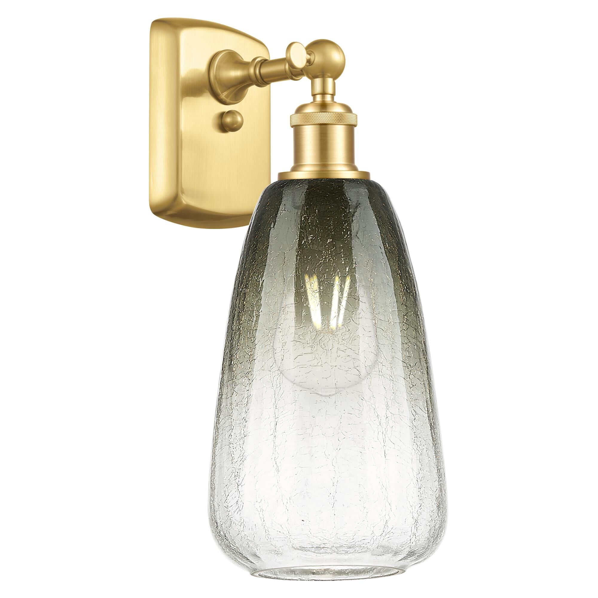 Shown in Satin Gold finish and Slate glass