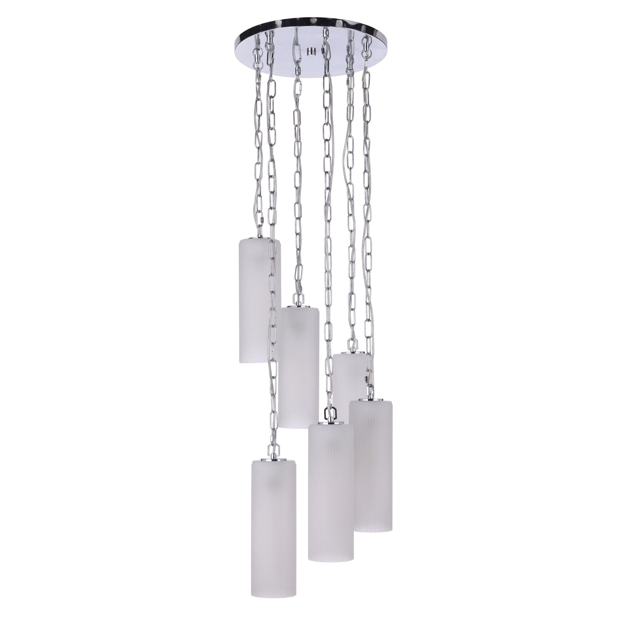 Shown in Chrome finish and Frostedribbed glass