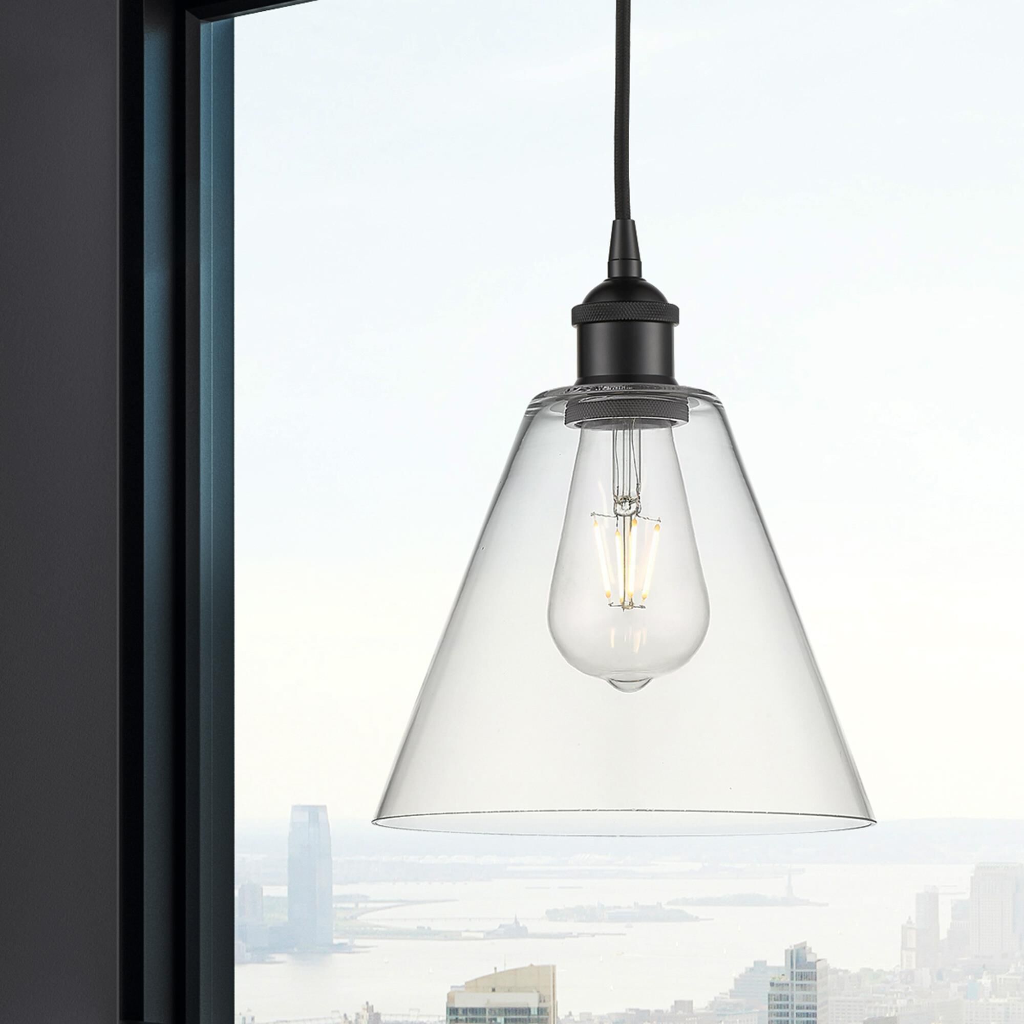 Shown in Matte Black finish and Clear glass