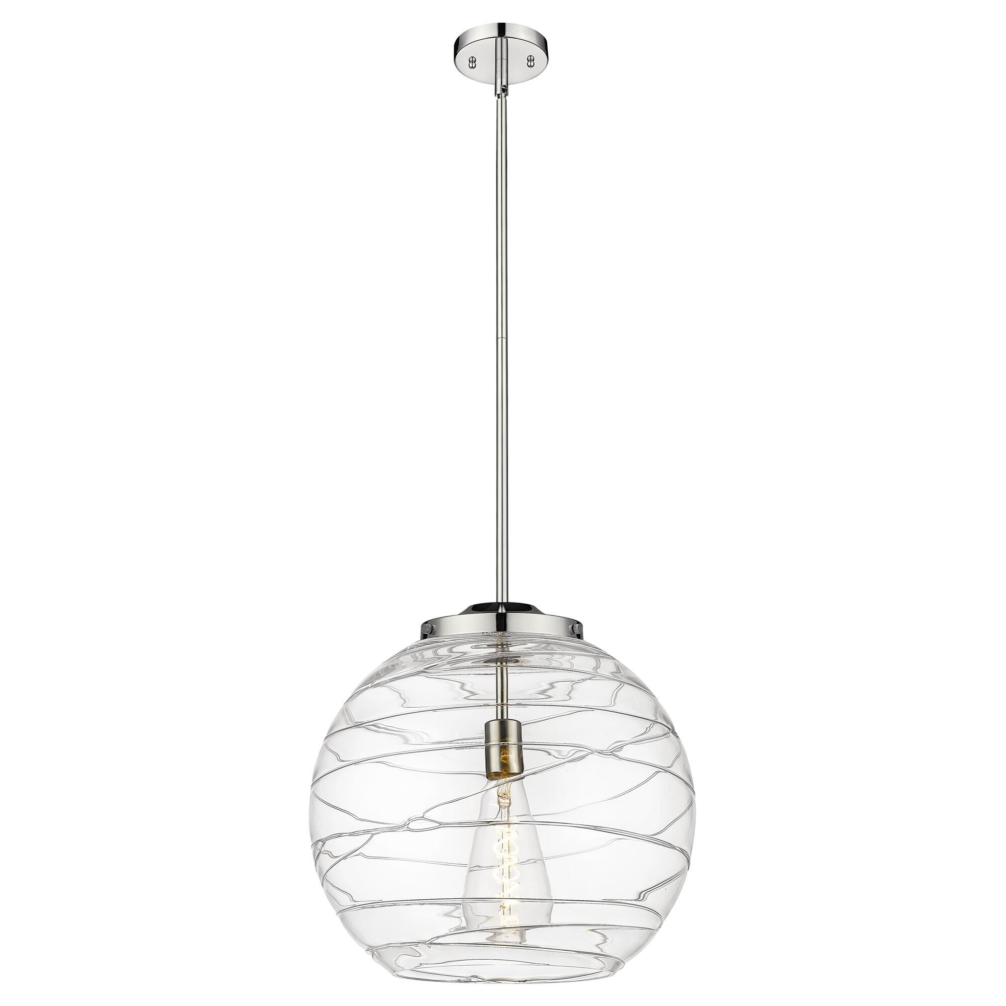 Shown in Polished Nickel finish and Smoke Deco Swirl glass