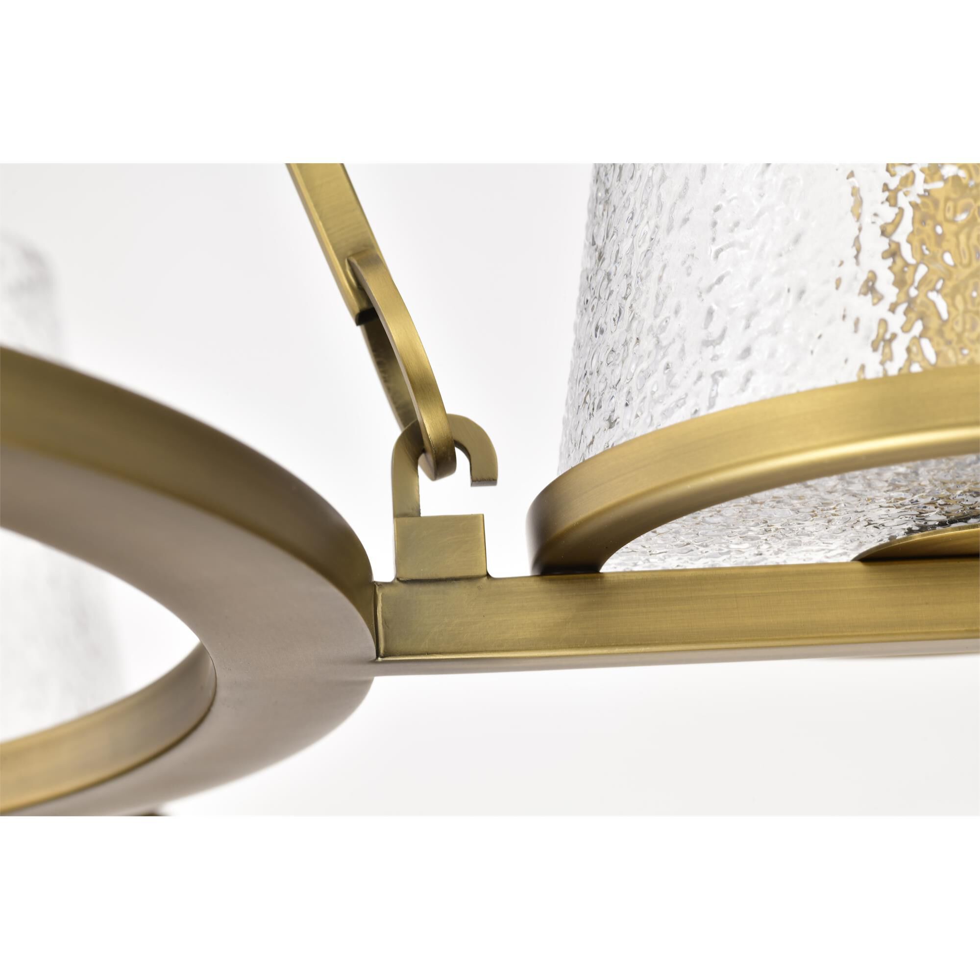 Shown in Vintage Brass finish and Hammered glass