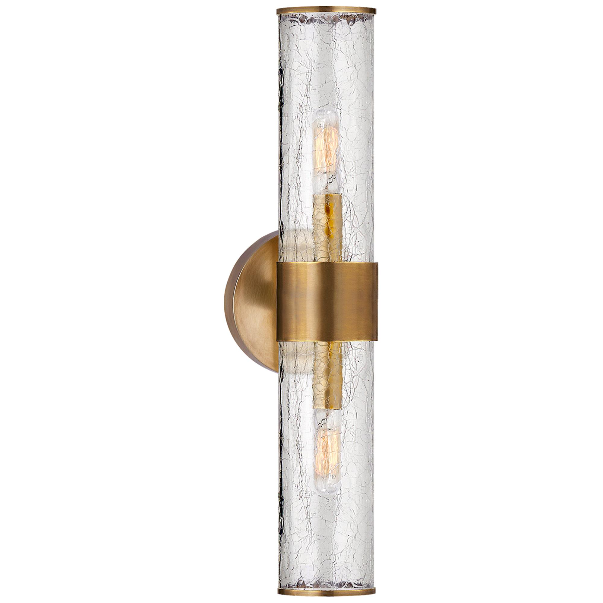 Shown in Antique-Burnished Brass finish and Crackle glass