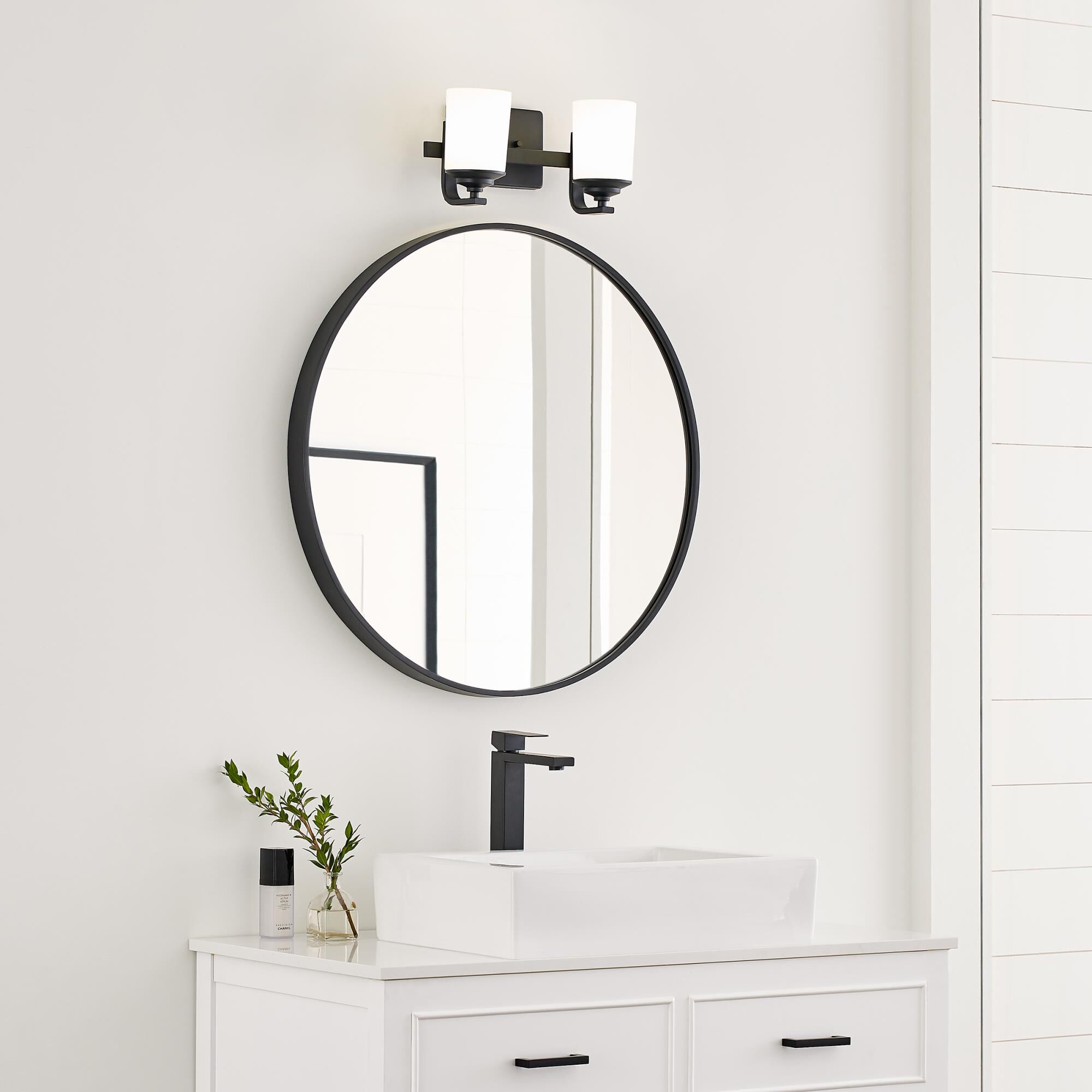 Shown in Midnight Black finish and Etched / White Inside glass