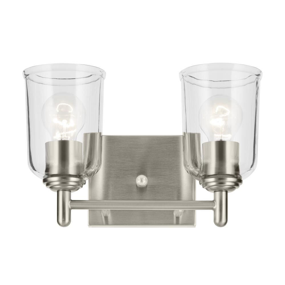 Shown in Brushed Nickel finish and Clear glass