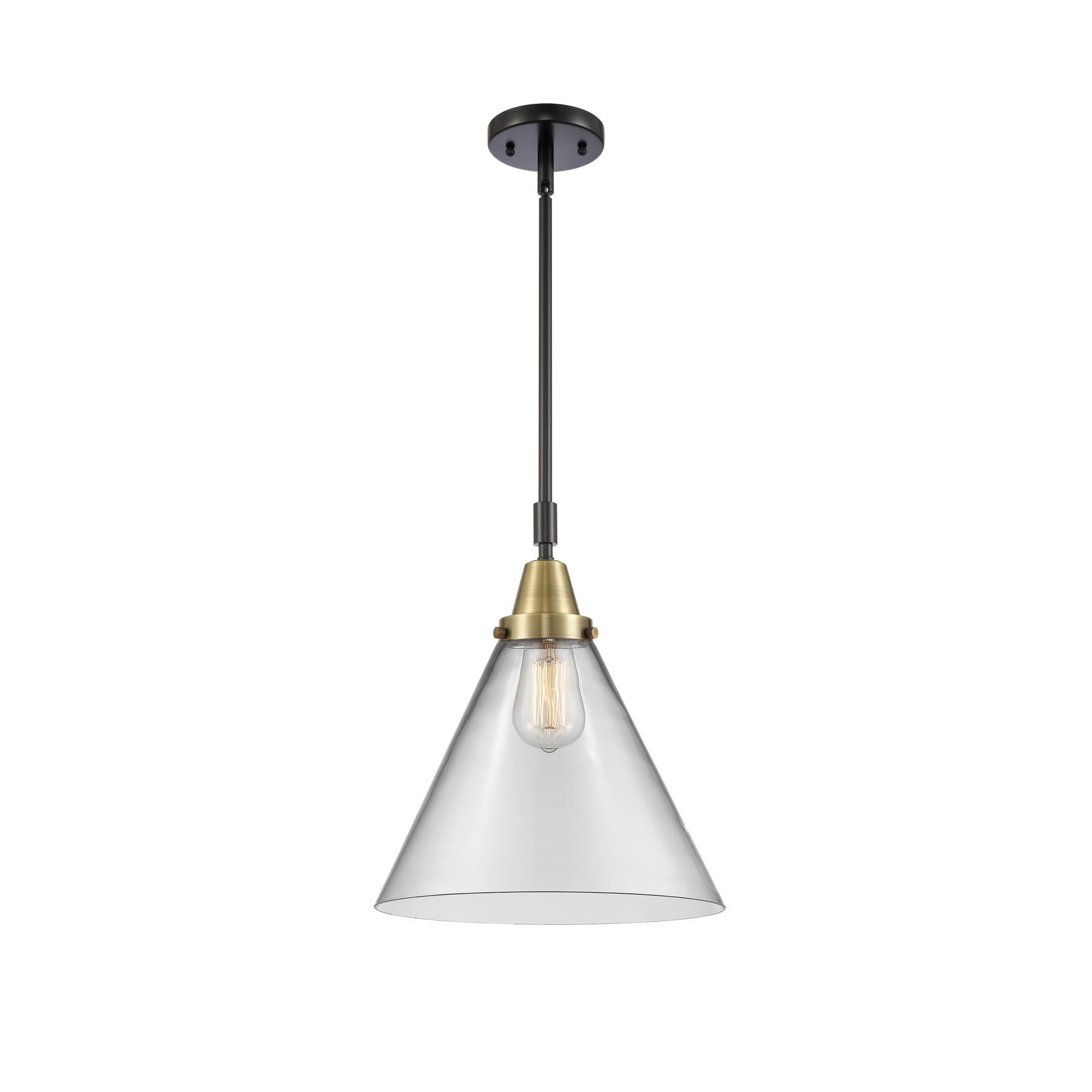 Shown in Black Antique Brass finish and Clear X-Large Cone glass