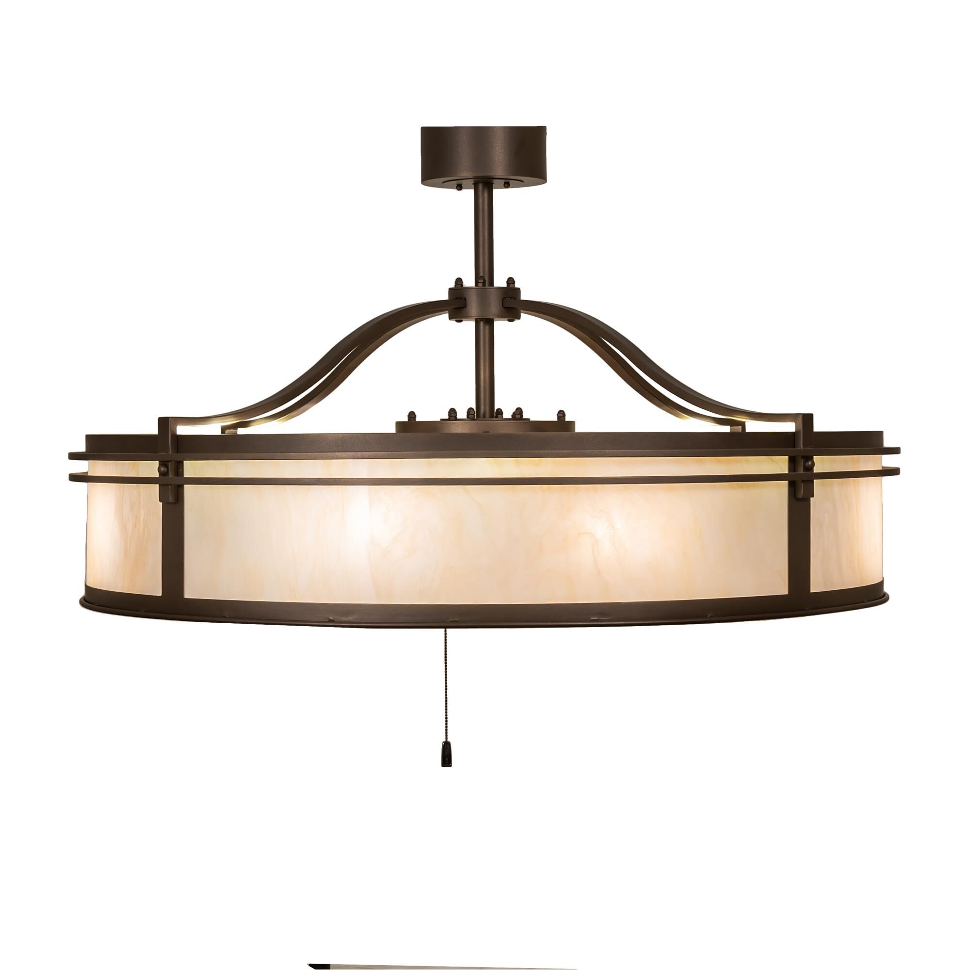 Shown in Bronze Finish finish and Beige glass