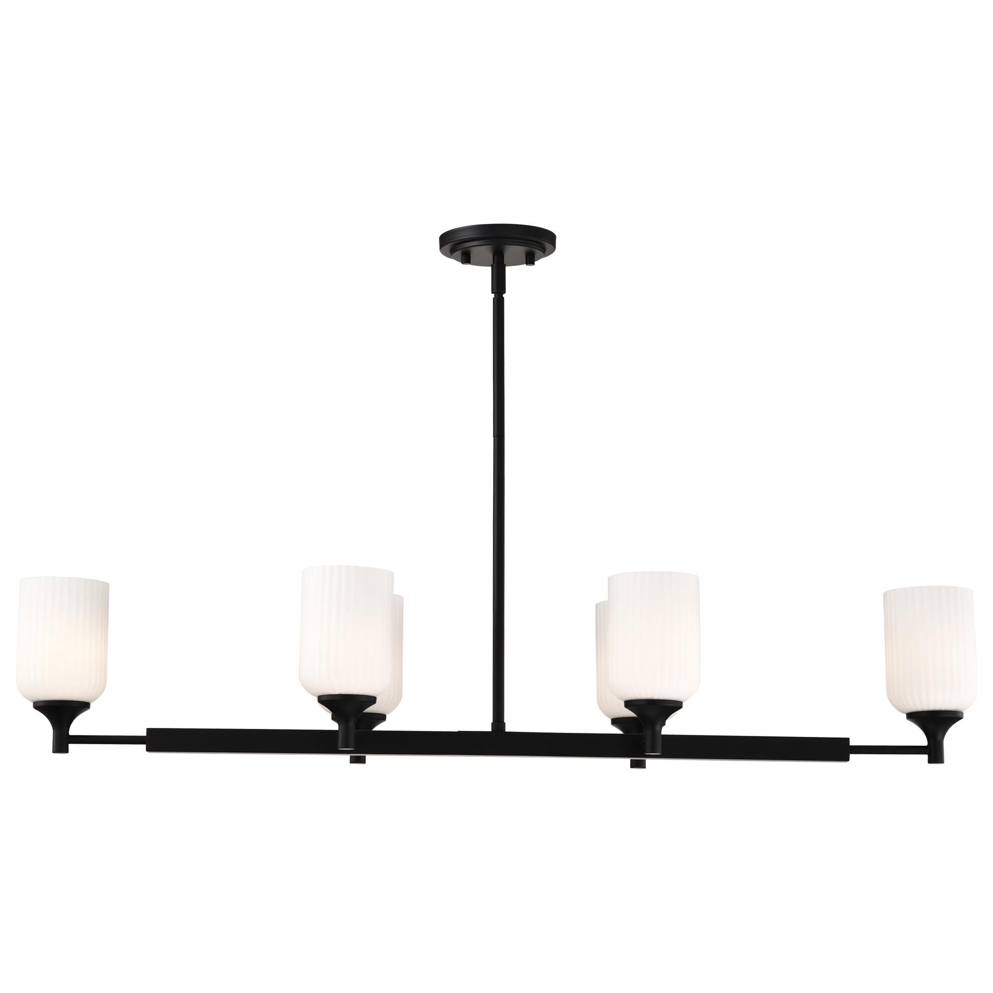 Shown in Matte Black finish and Frosted Ribbed glass
