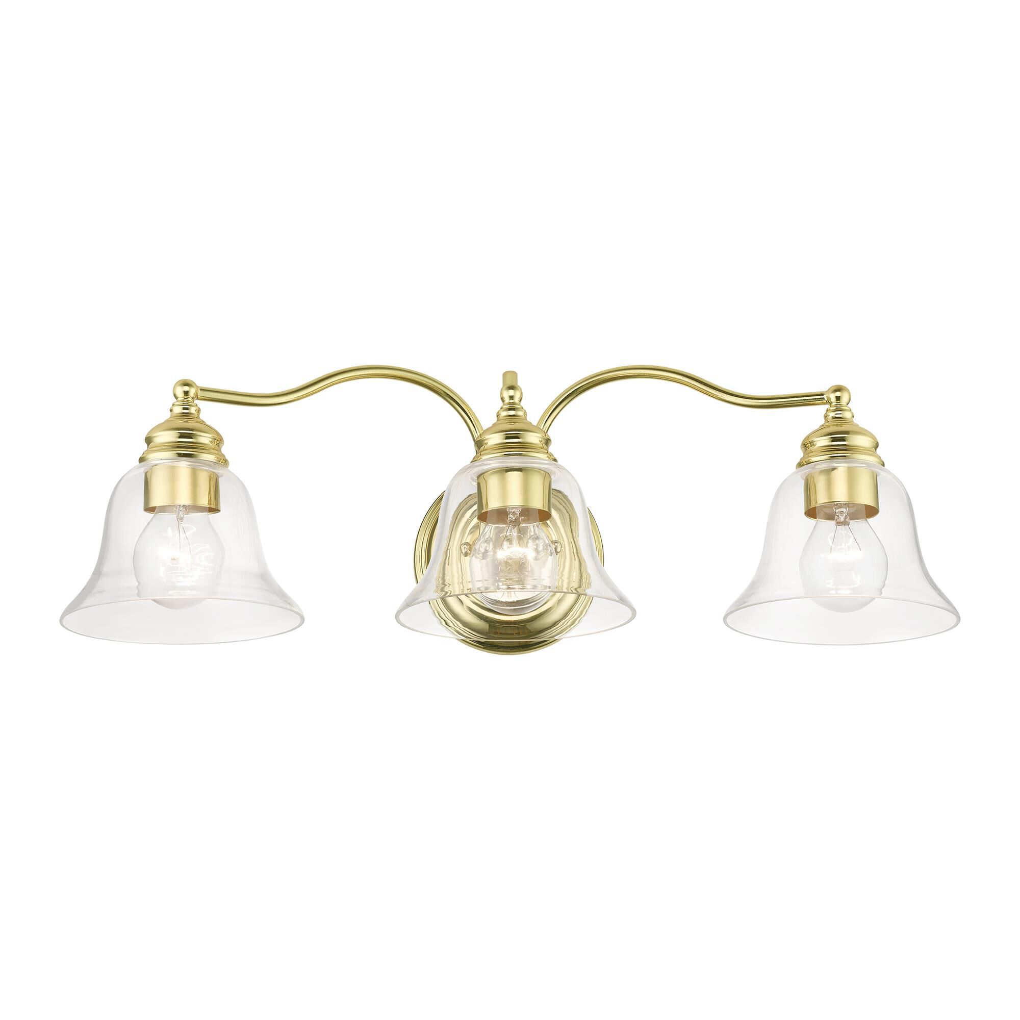 Shown in Polished Brass finish and Hand Blown Clear glass