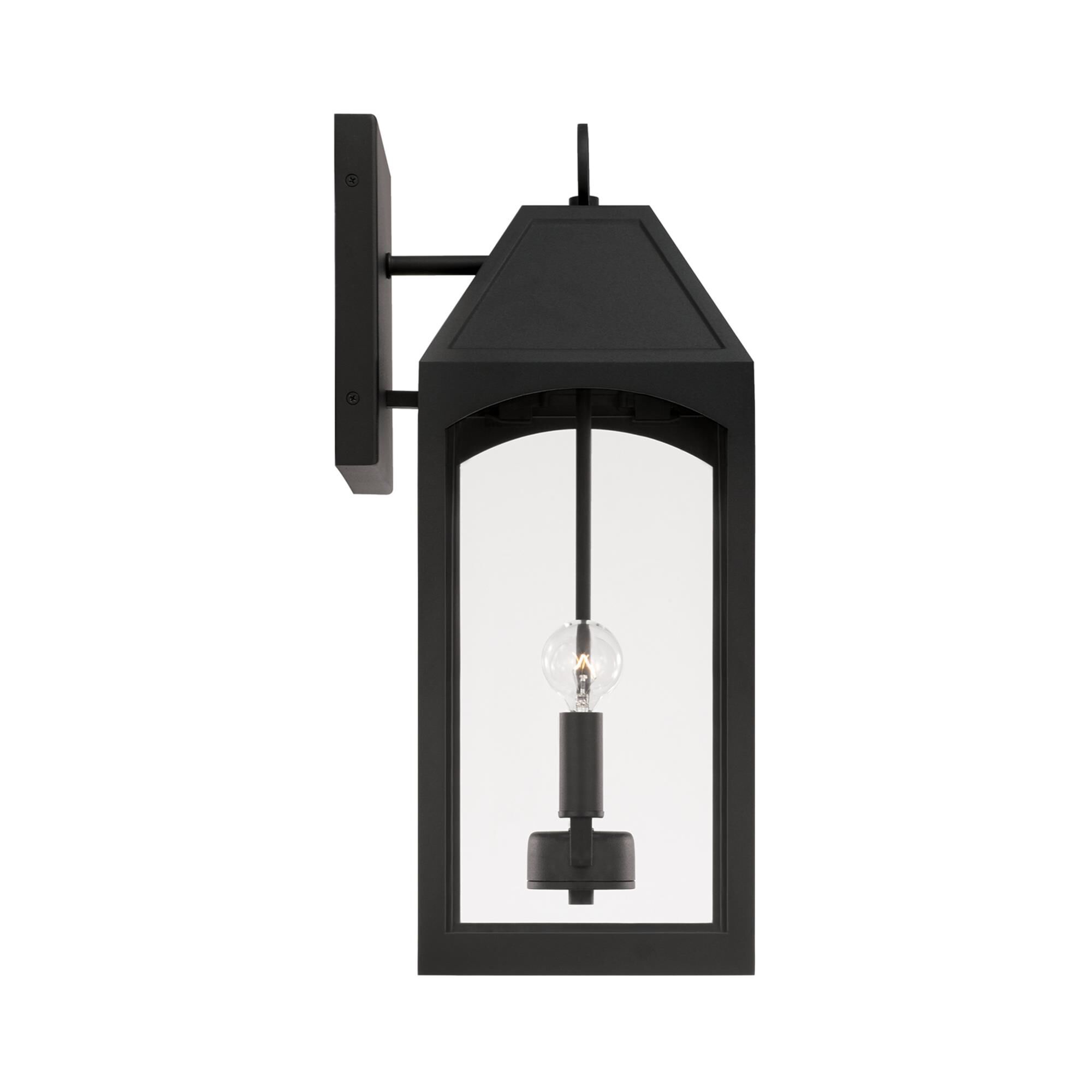 Shown in Black finish and Clear glass