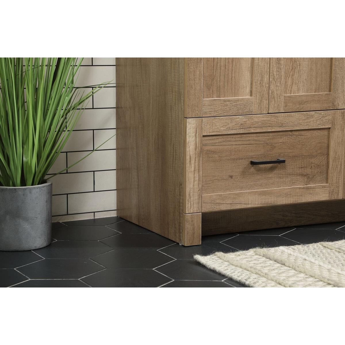 Shown in Natural Oak finish and With Backsplash accent