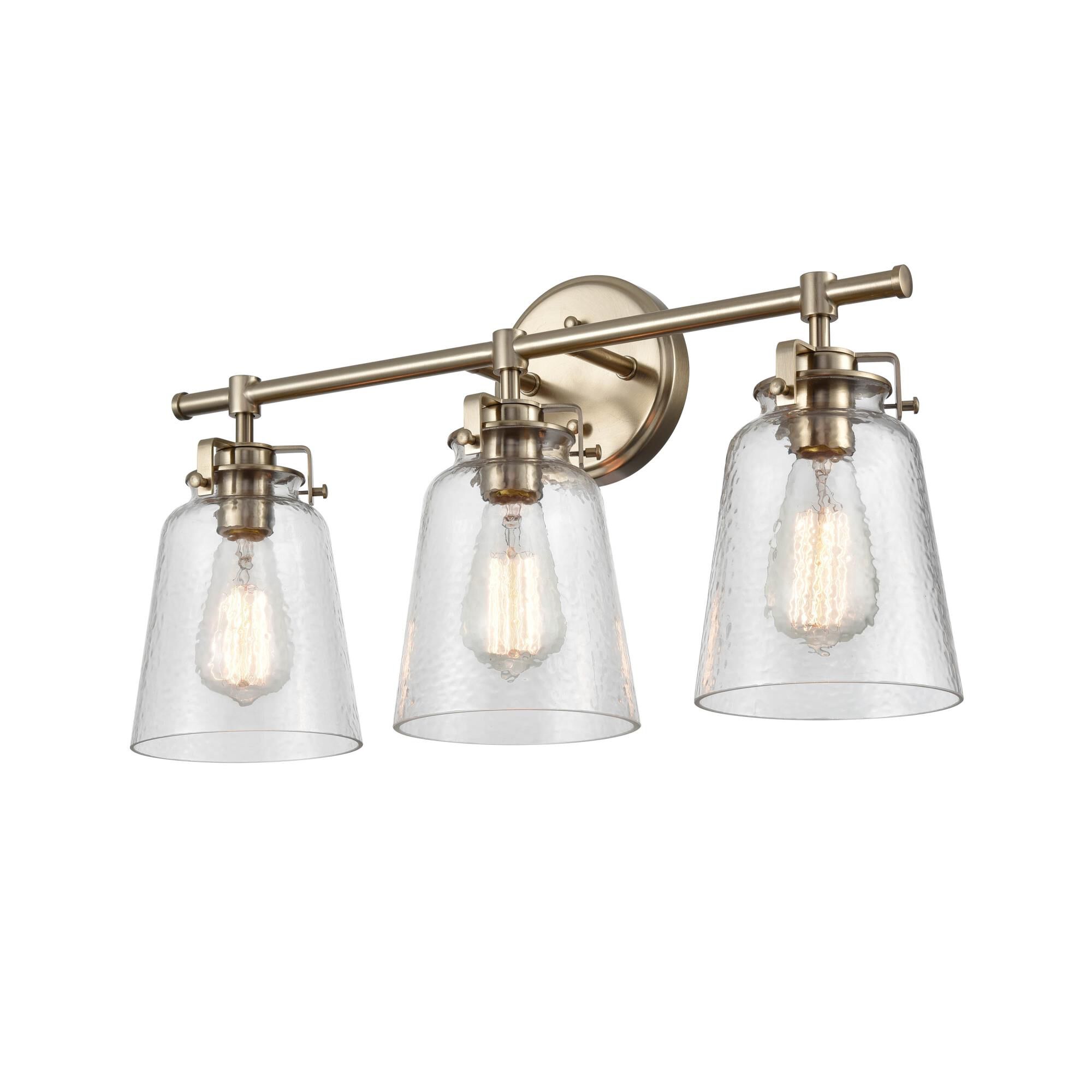 Shown in Modern Gold finish and Hammered glass