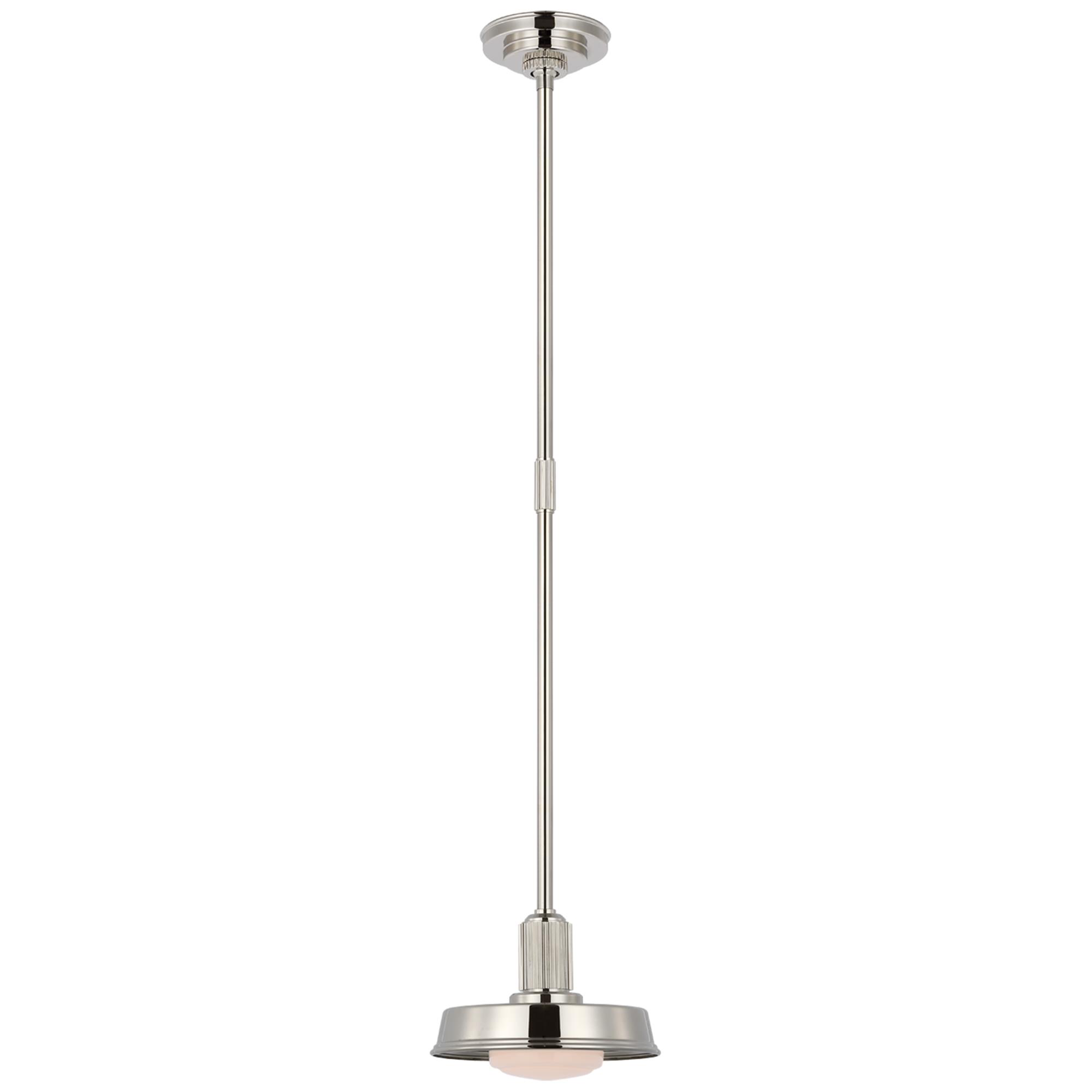 Shown in Polished Nickel finish and White glass