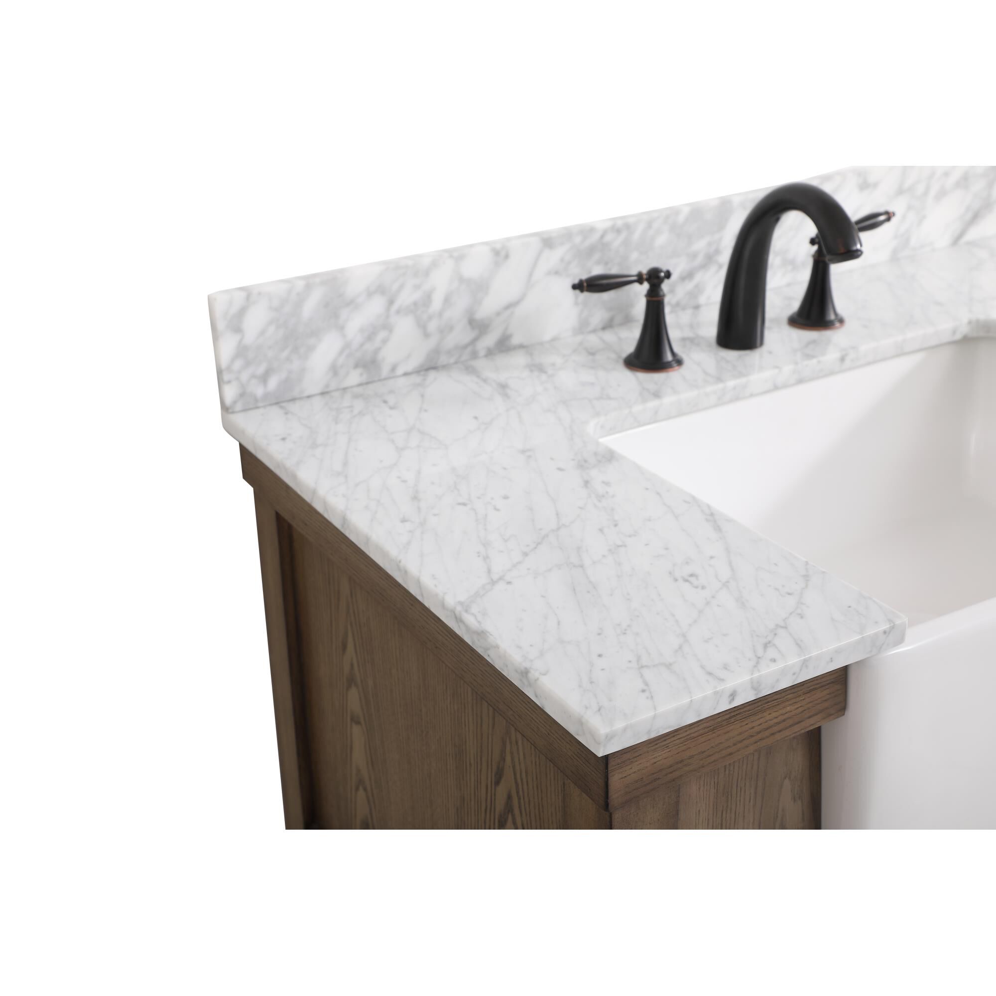 Shown in Driftwood finish and With Backsplash accent