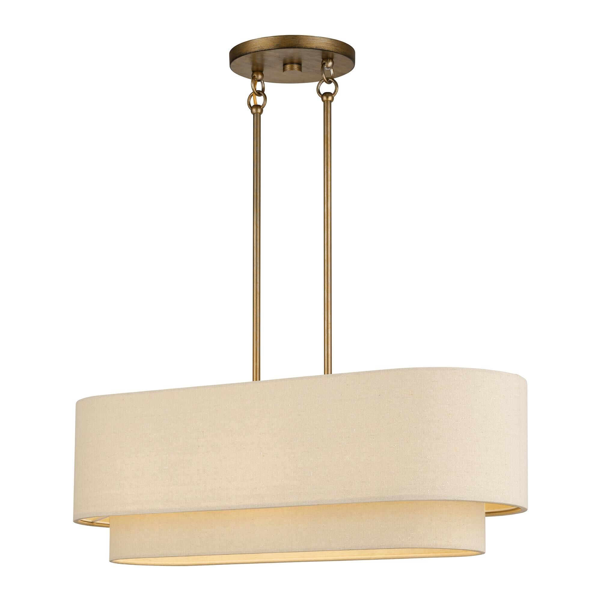 Shown in Antique Gold Leaf finish and Hand Crafted Parchment Color Hardback Fabric shade