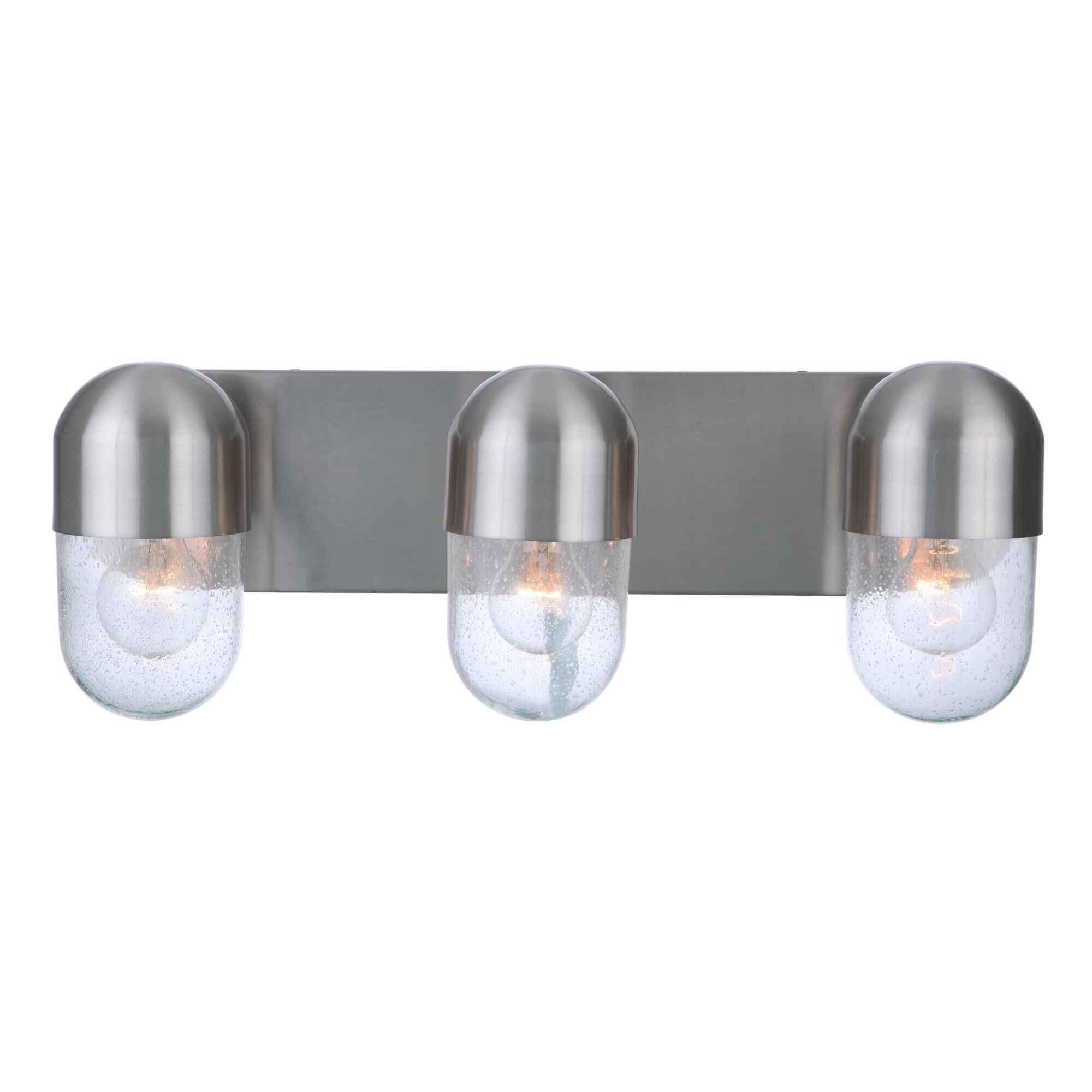 Shown in Brushed Polished Nickel finish and Clear Seeded glass and Glass shade