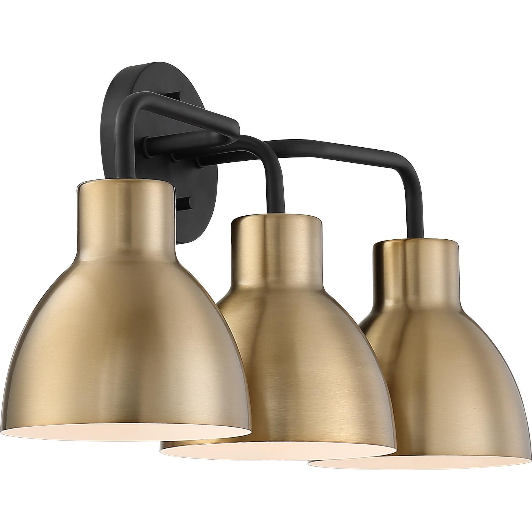 Shown in Matte Black finish and Burnished Brass Metal shade