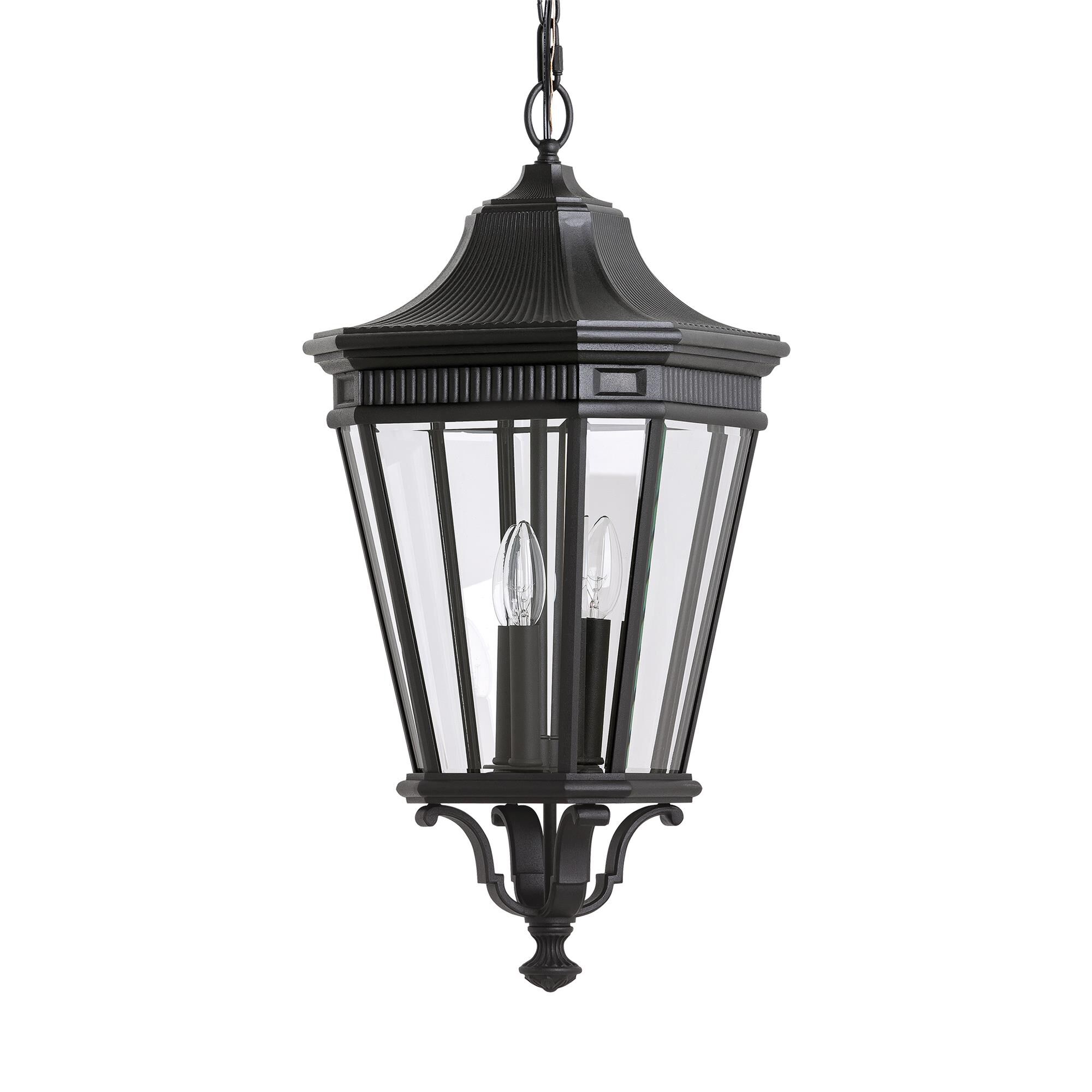 Shown in Black finish and Clear Beveled Panels glass