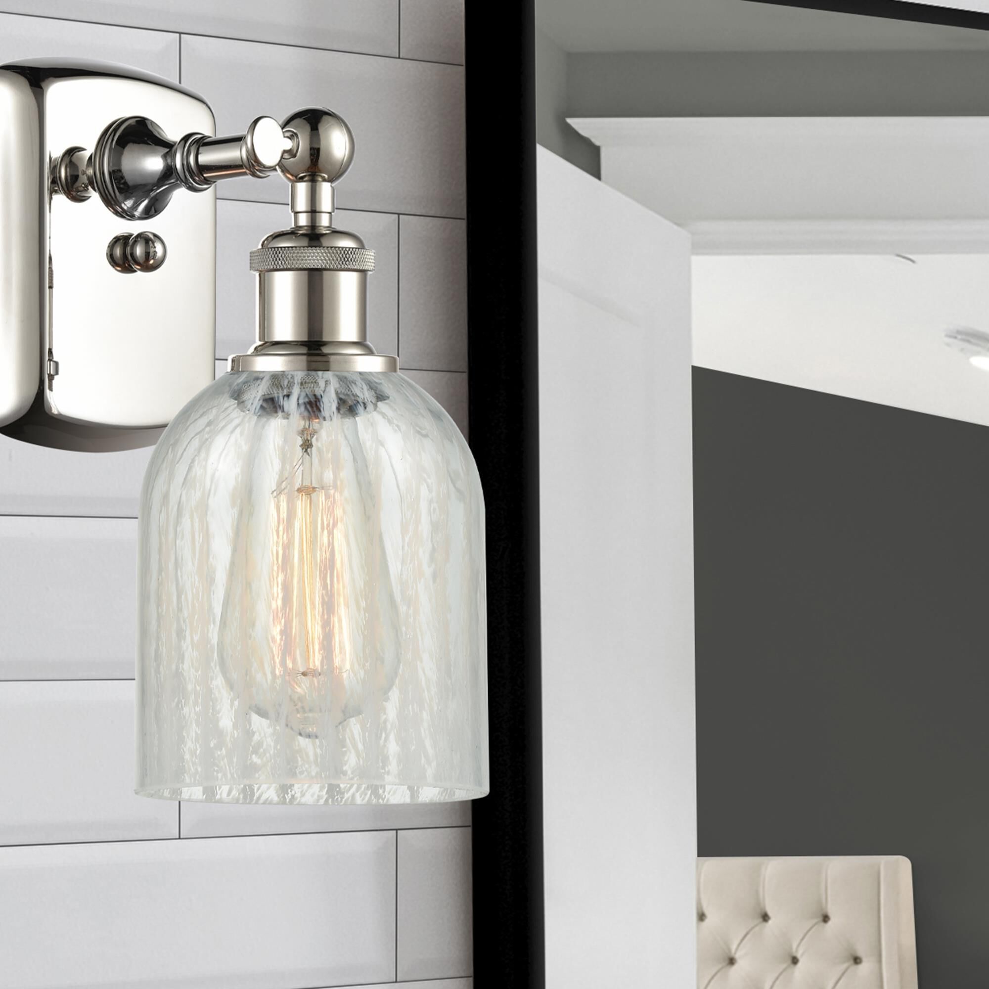 Shown in Polished Nickel finish and Bell glass and Glass shade