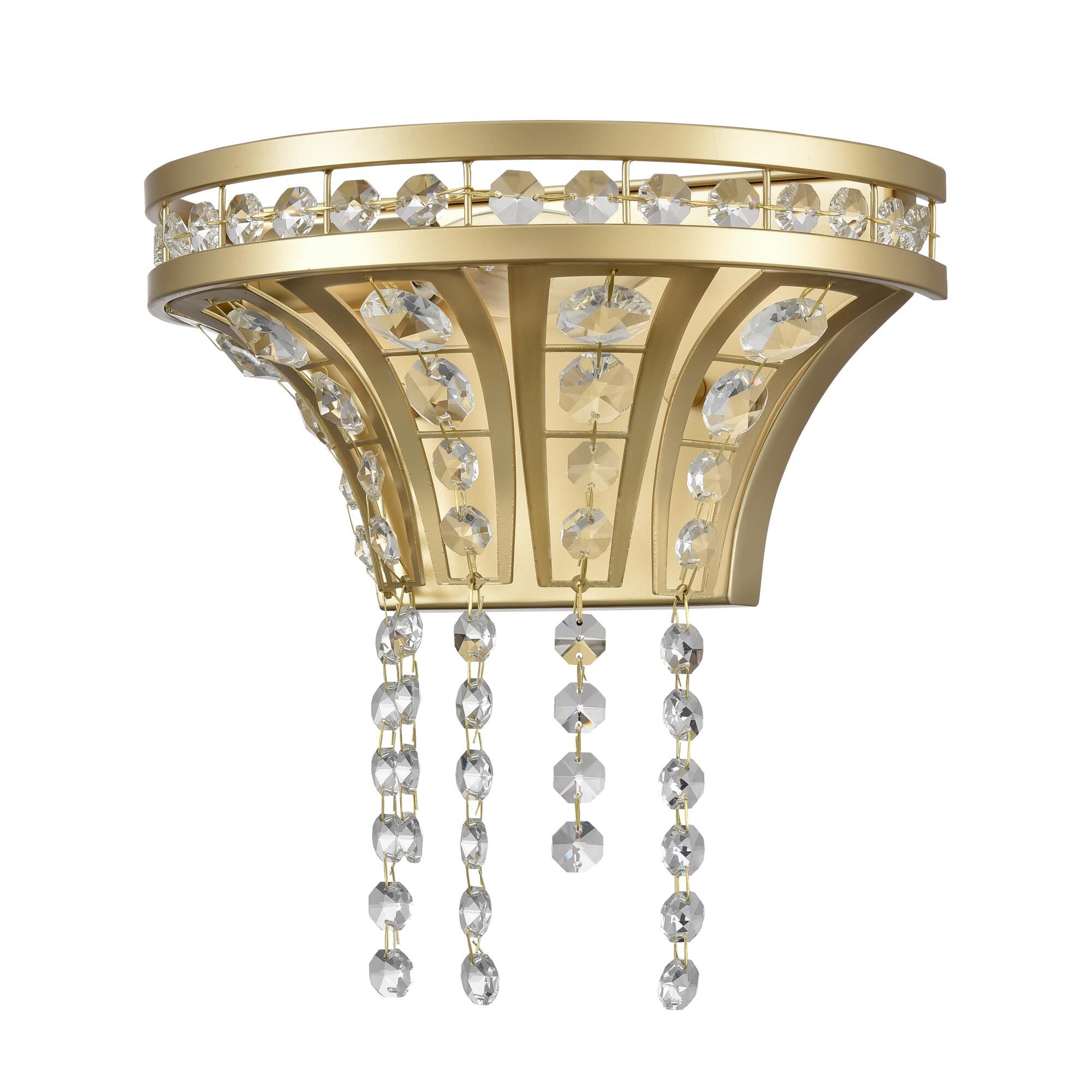 Shown in Gold finish and Champagne Gold Metal with Crystal Strands shade