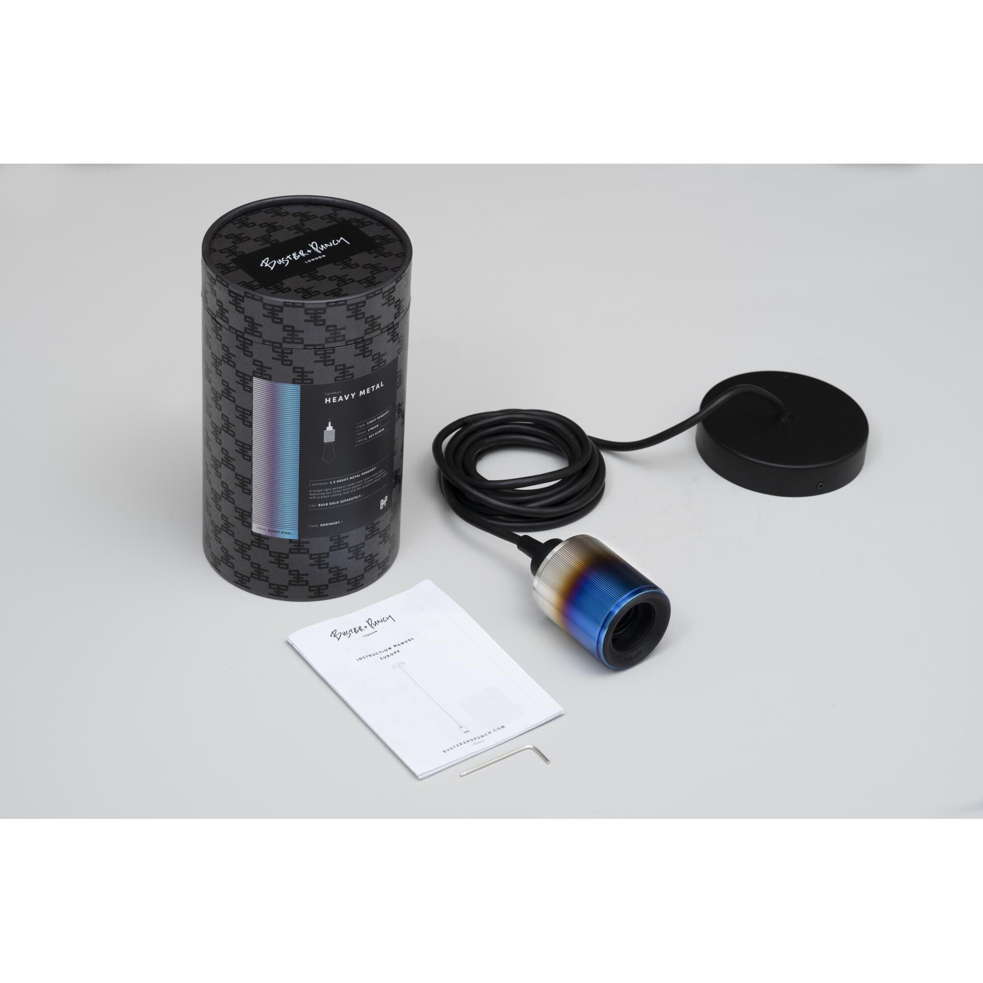 Heavy Metal Mini Pendant Light with Cross Detail by Buster and Punch