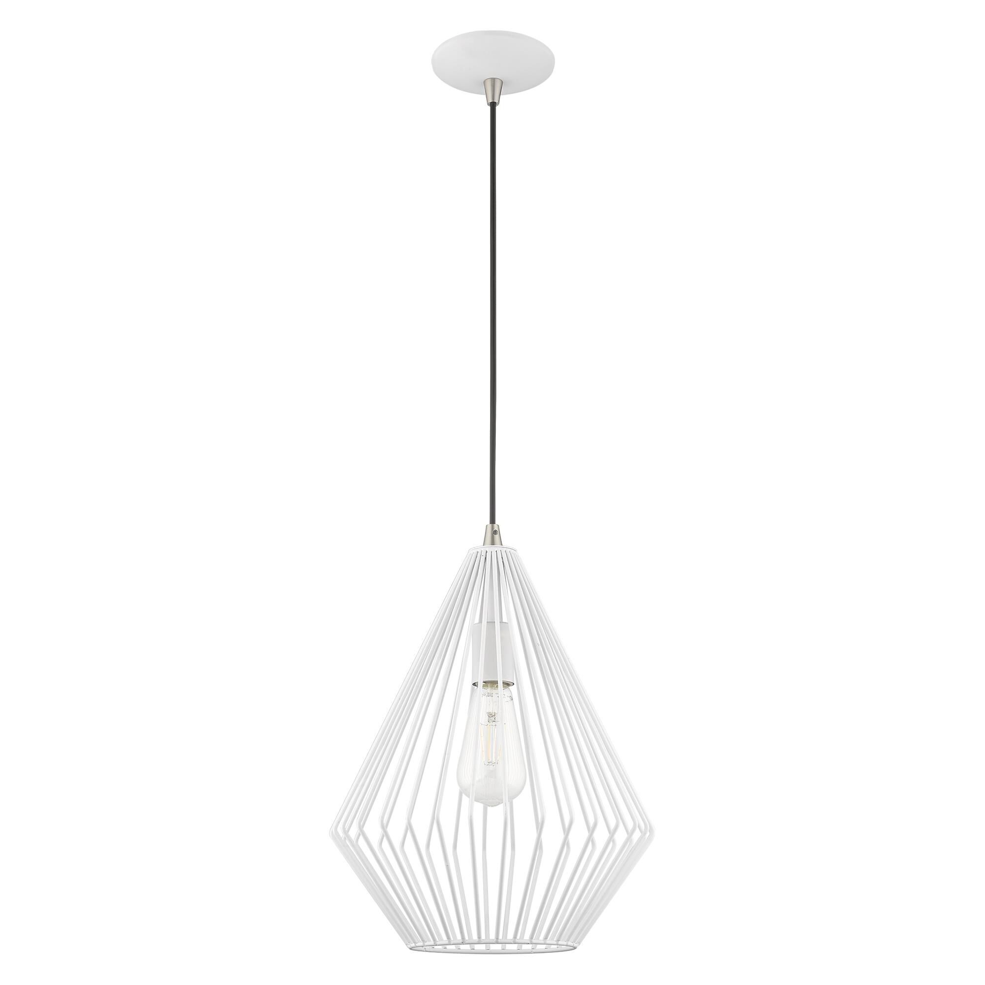 Shown in White finish and White Geometric Metal shade