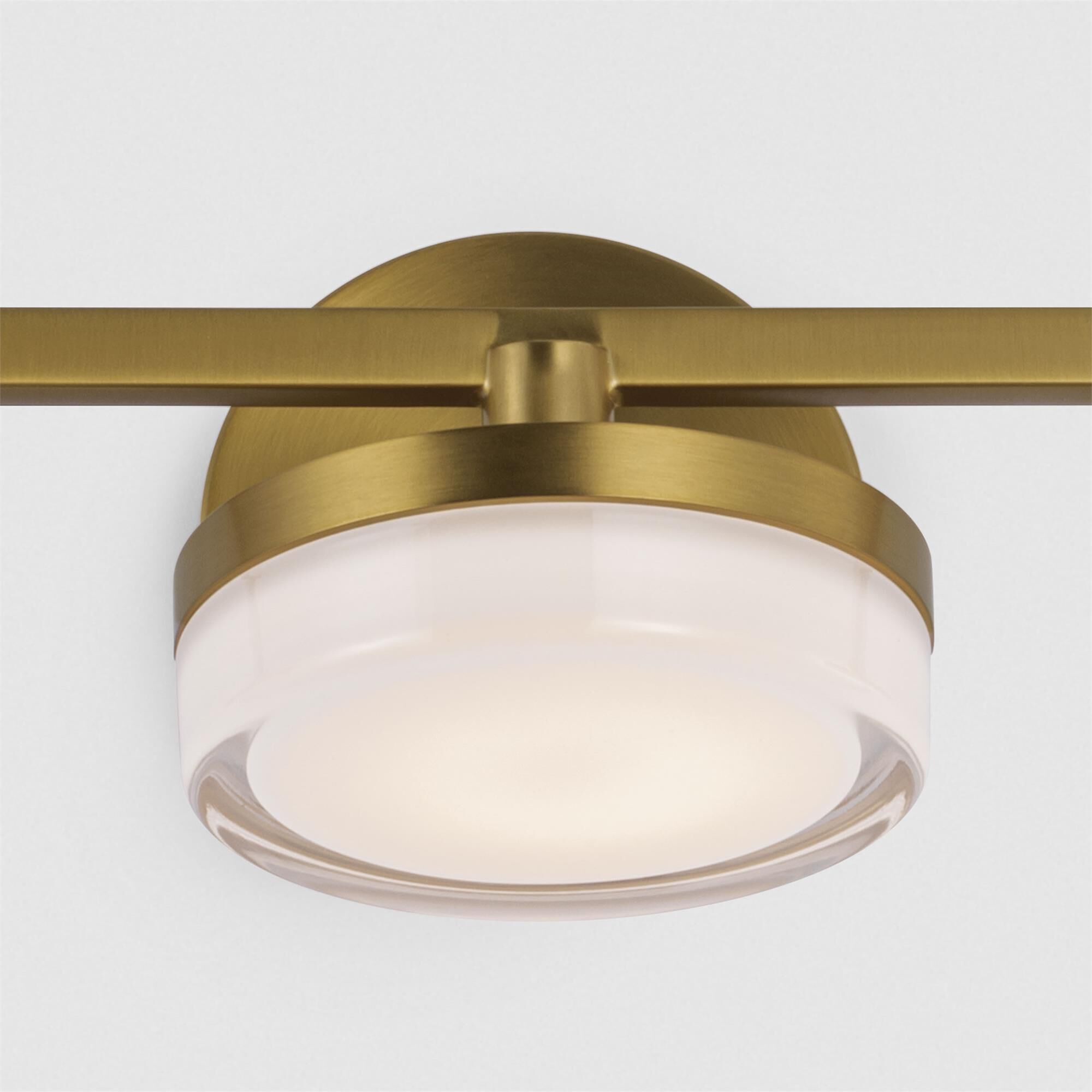 Shown in Burnished Brass finish and Silk Screen White Inside Clear Outside glass