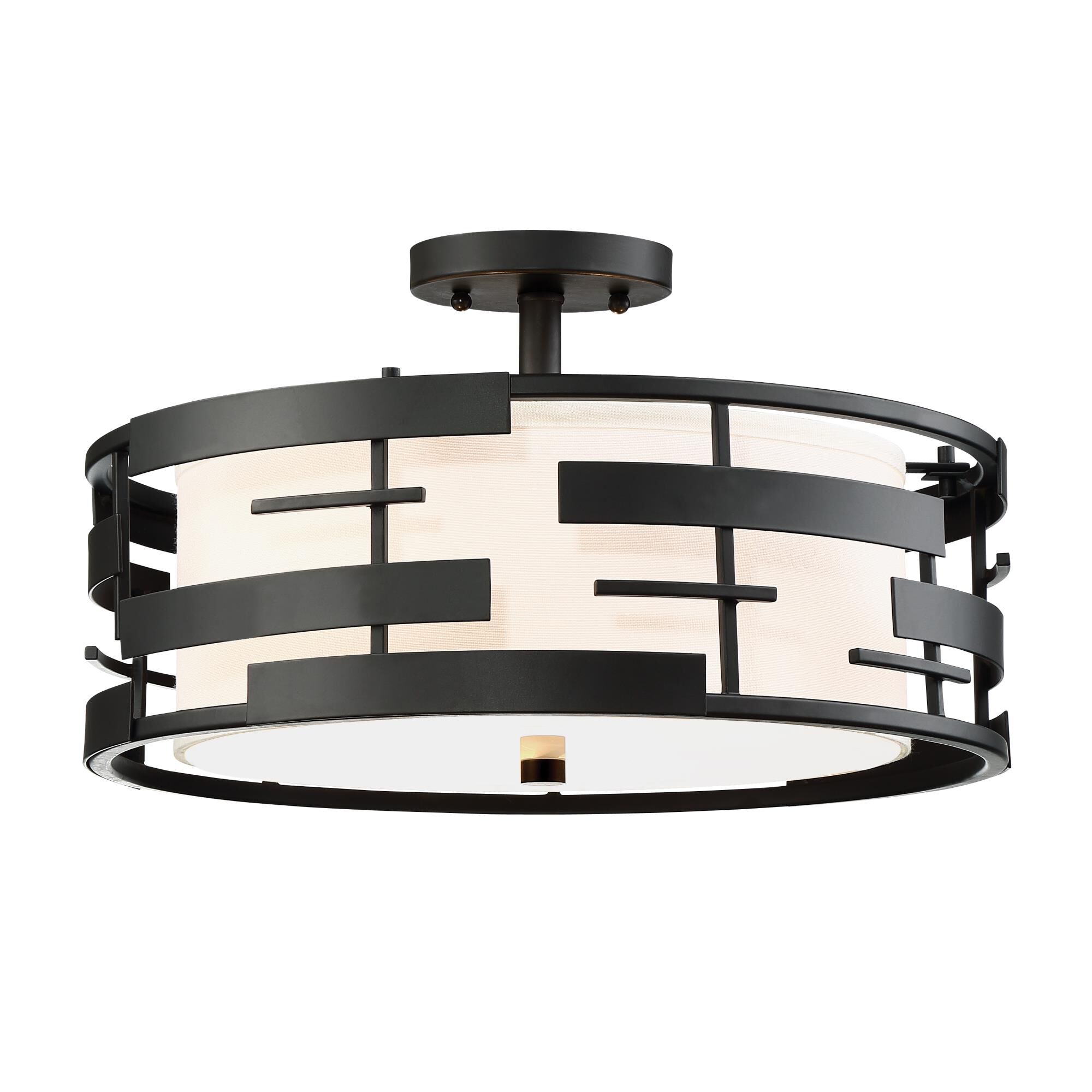 Lansing 16 Inch 3 Light Semi Flush Mount by Nuvo Lighting