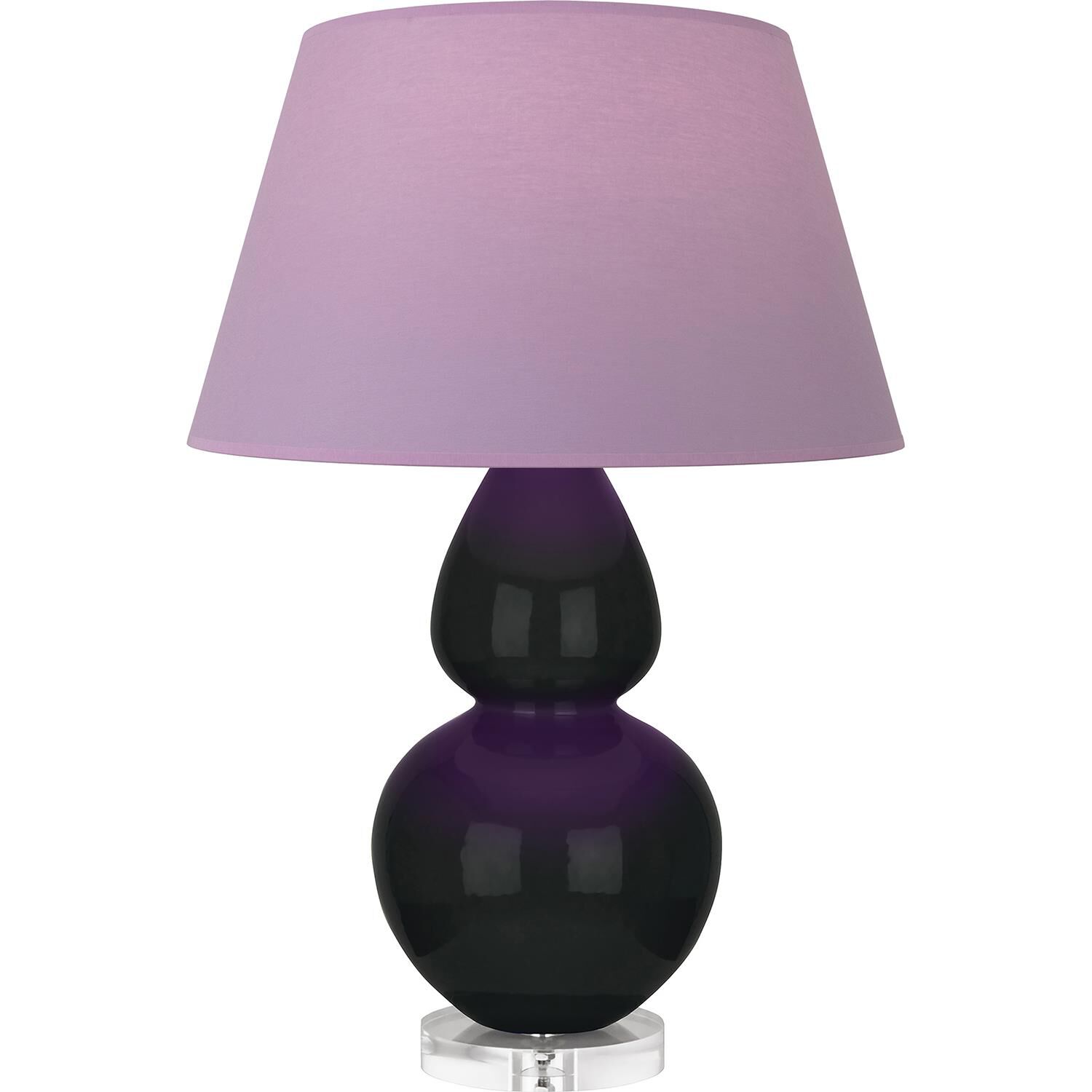 Shown in Obsidian finish and Lavender and Plum shade and Lucite accent