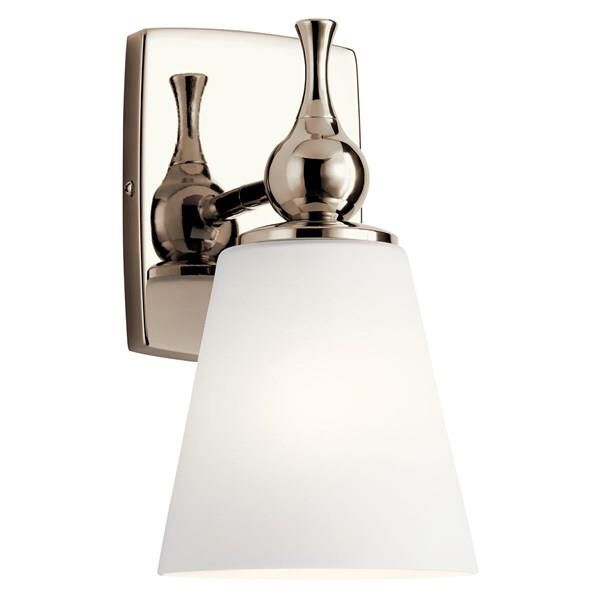 Shown in Polished Nickel finish and Etched White glass