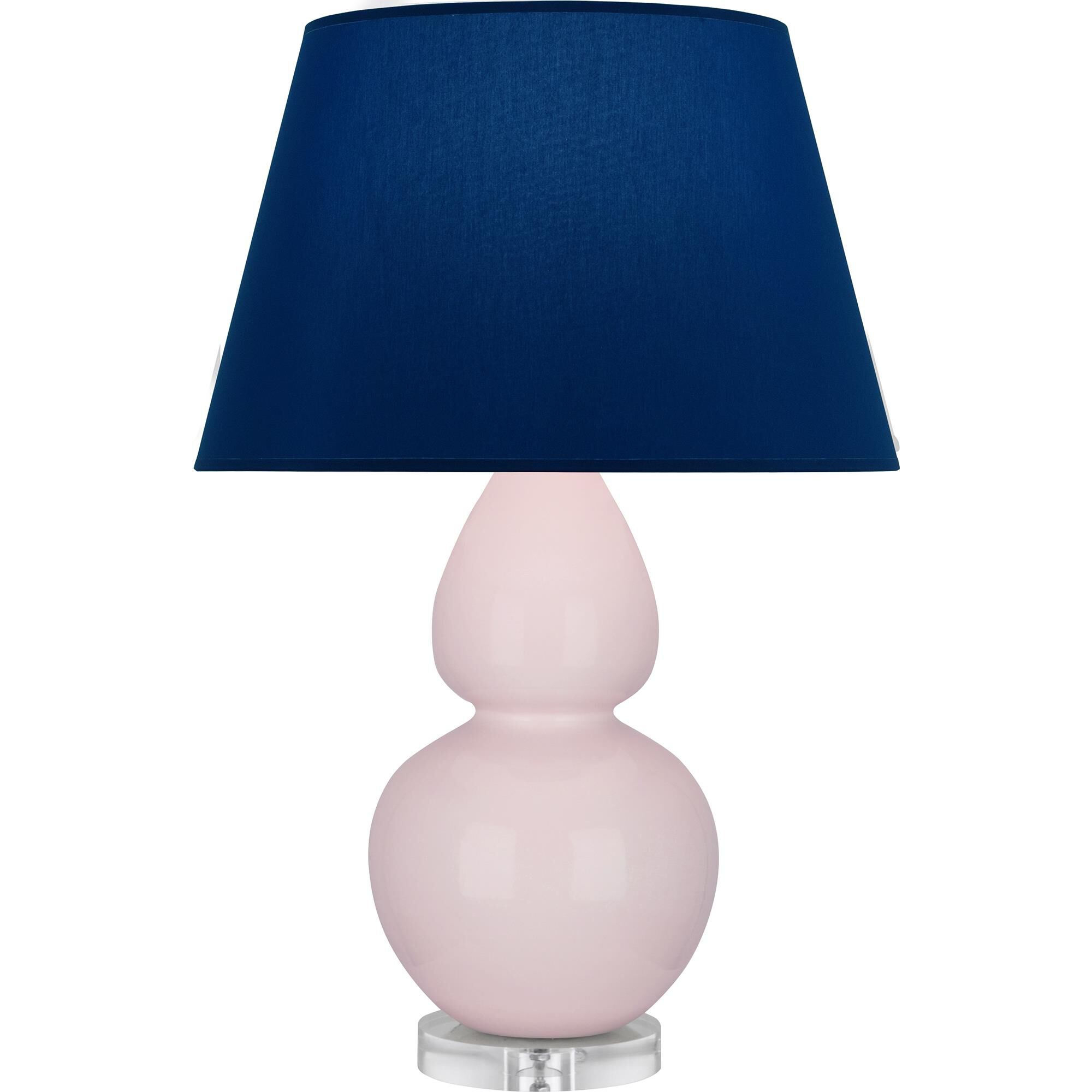Shown in Rose Water Glazed finish and Navy with Gray Lining shade and Lucite accent