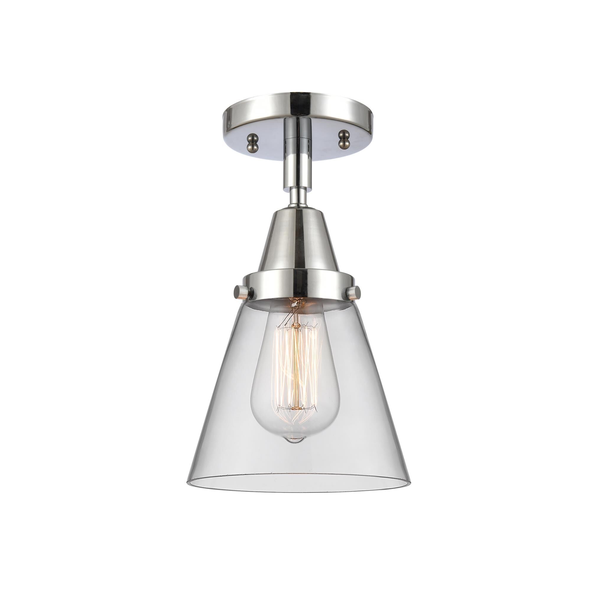 Shown in Polished Chrome finish and Clear Small Cone glass