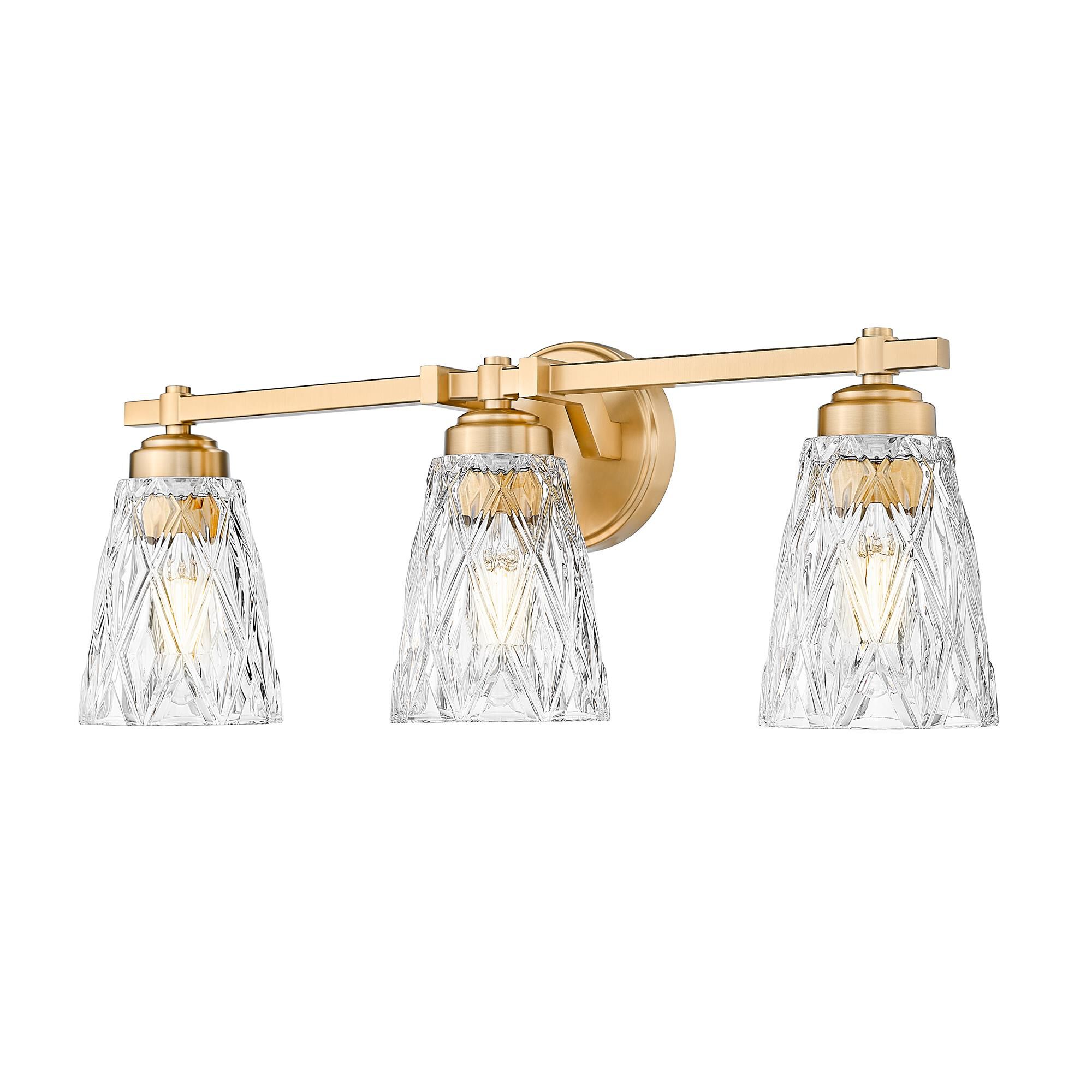 Shown in Modern Gold finish and Clear glass