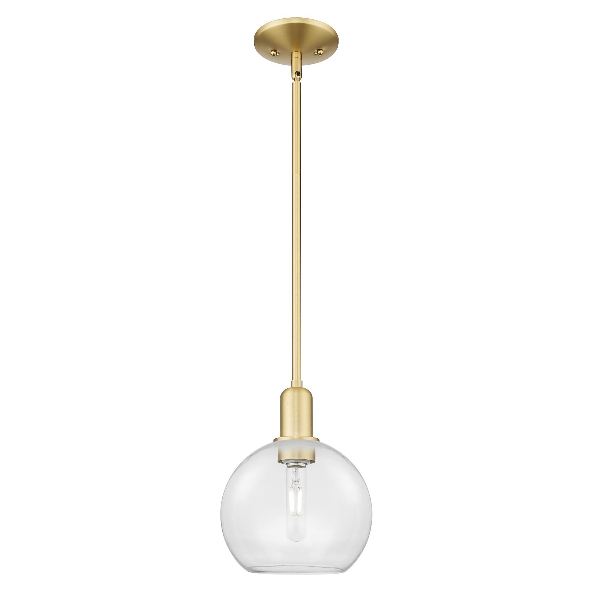 Shown in Satin Gold finish and Clear glass