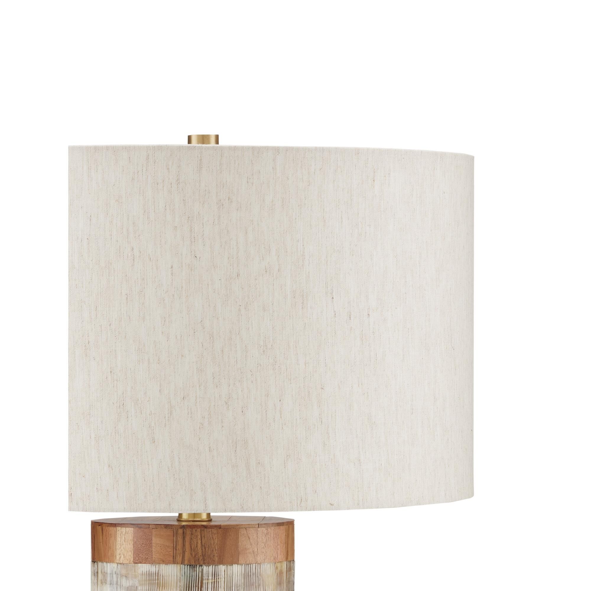 Shown in Natural, Brass finish and Natural Linen shade