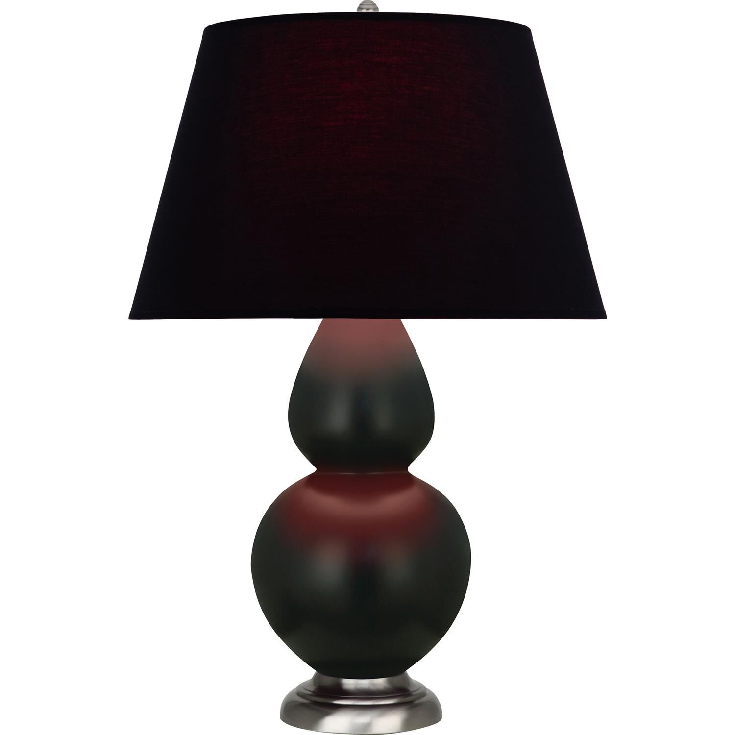 Shown in Matte Obsidian finish and Ink Black with Rose Red Lining shade and Antique Silver accent